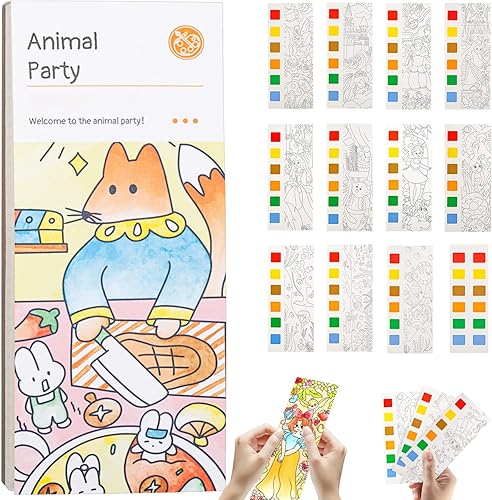 Libro de pintura de acuarela de bolsillo, libro de pintura de acuarela de bolsillo para niños, marcador de pintura de acuarela, libro de acuarela