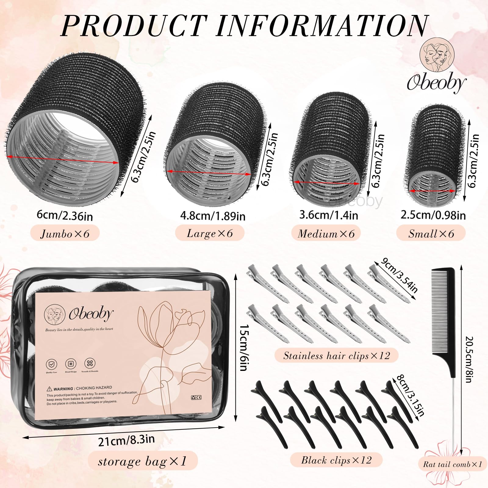 4 Sizes Self-Grip Hair Rollers Set for Long, Short Hair and Bangs - 50 Pcs 3ef9390a-55b4-45b7-99ba-  main image 3
