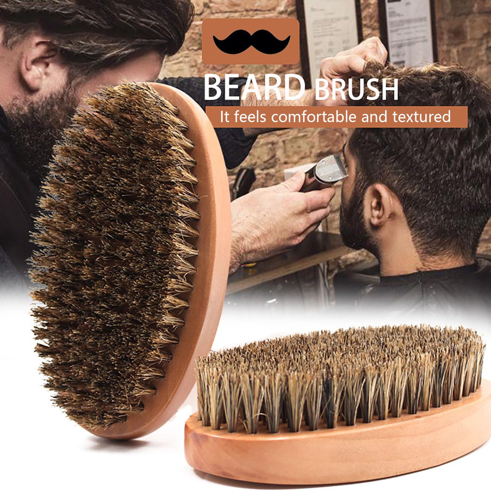 Solid Wood Beard Brush Beard Brush Boar Bristle Brush Premium Wave Brush Wild Boar Bristles Brush for Firm Bristles To Tame and Soften Your Facial Hair - Image 3