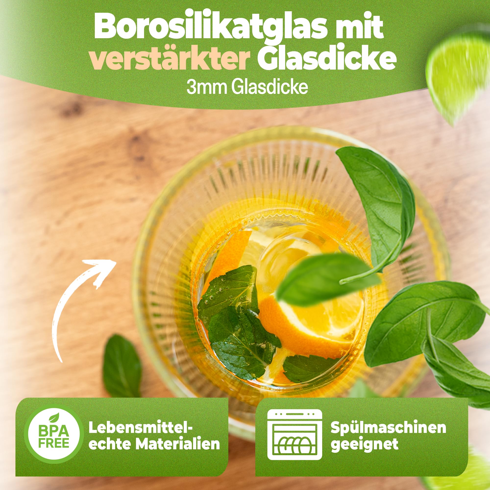 CLIDOR Wasserkaraffe mit Deckel - 1,5 L, edles Klarglas Design, Tropffreie Glaskaraffe mit Deckel, Eleganter Wasserkrug mit feiner Filterung, Ideal für Fruchtwasser, Säfte, Infused Water (1500ml)