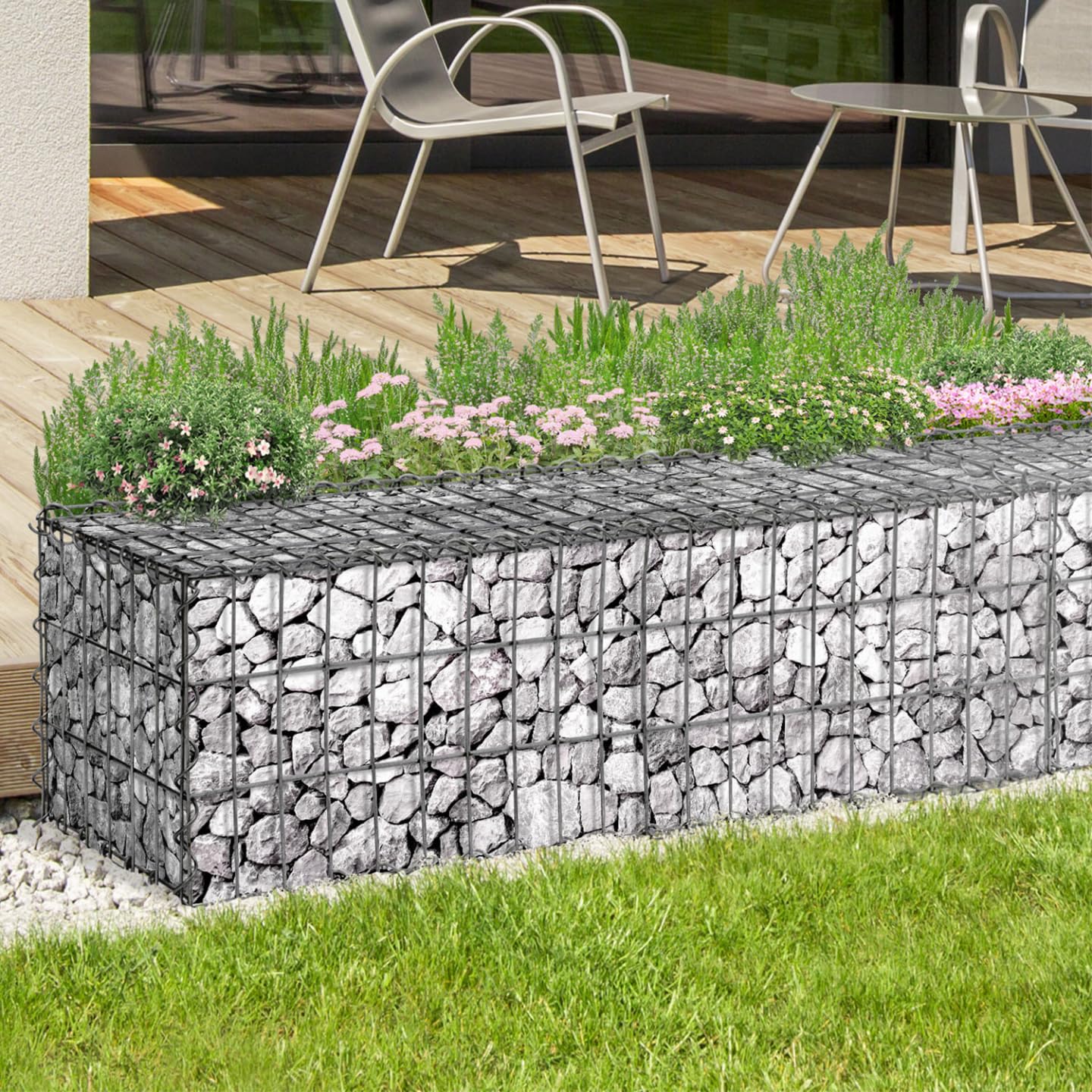 IDMarket - Juego de 2 gaviones para piedra (100 x 30 x 30 cm)
