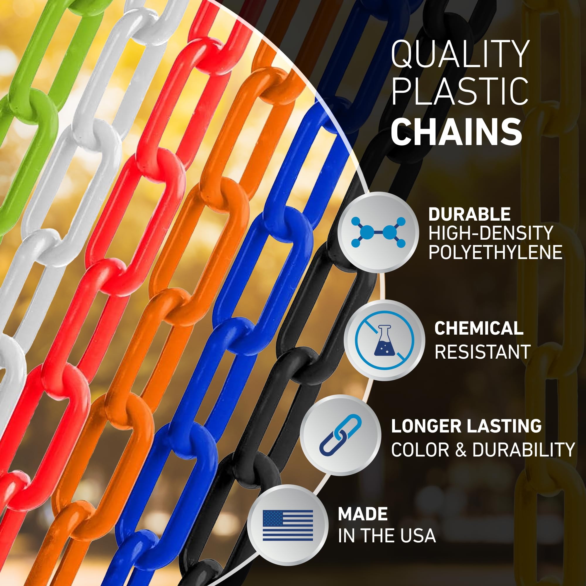 Peso USA: U2350YEL 50 FT giallo, 50 FT catena in plastica, catena di sicurezza in plastica con tecnologia SunShield resistente ai raggi UV