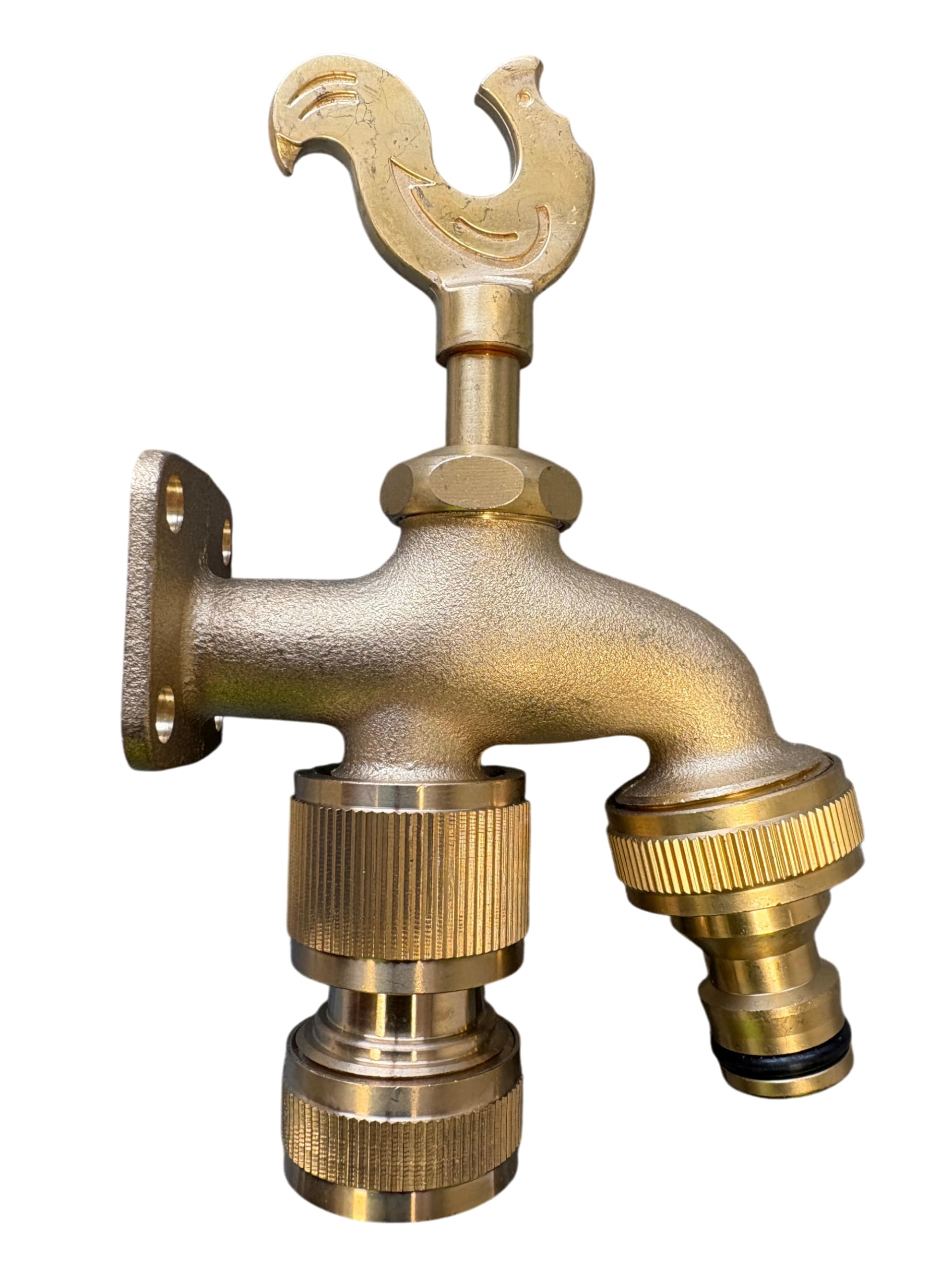 Anywhere Outdoor Garden Solid Brass Rooster Tap No Plumbing Required Click On Water Supply from Garden Hose (tap,tap Connector+Hose Connector)