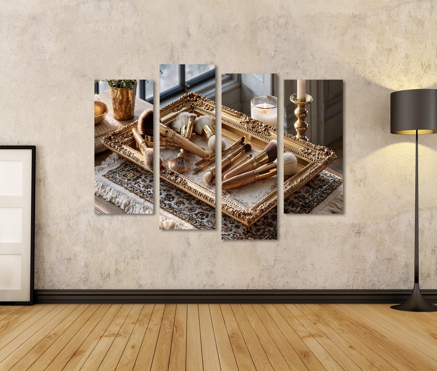 islandburner Image sur Toile Luxe Pinceau Maquillage Plateau Peinture Murale Salon Pour Les Amateurs De Beauté - 4 Pièces