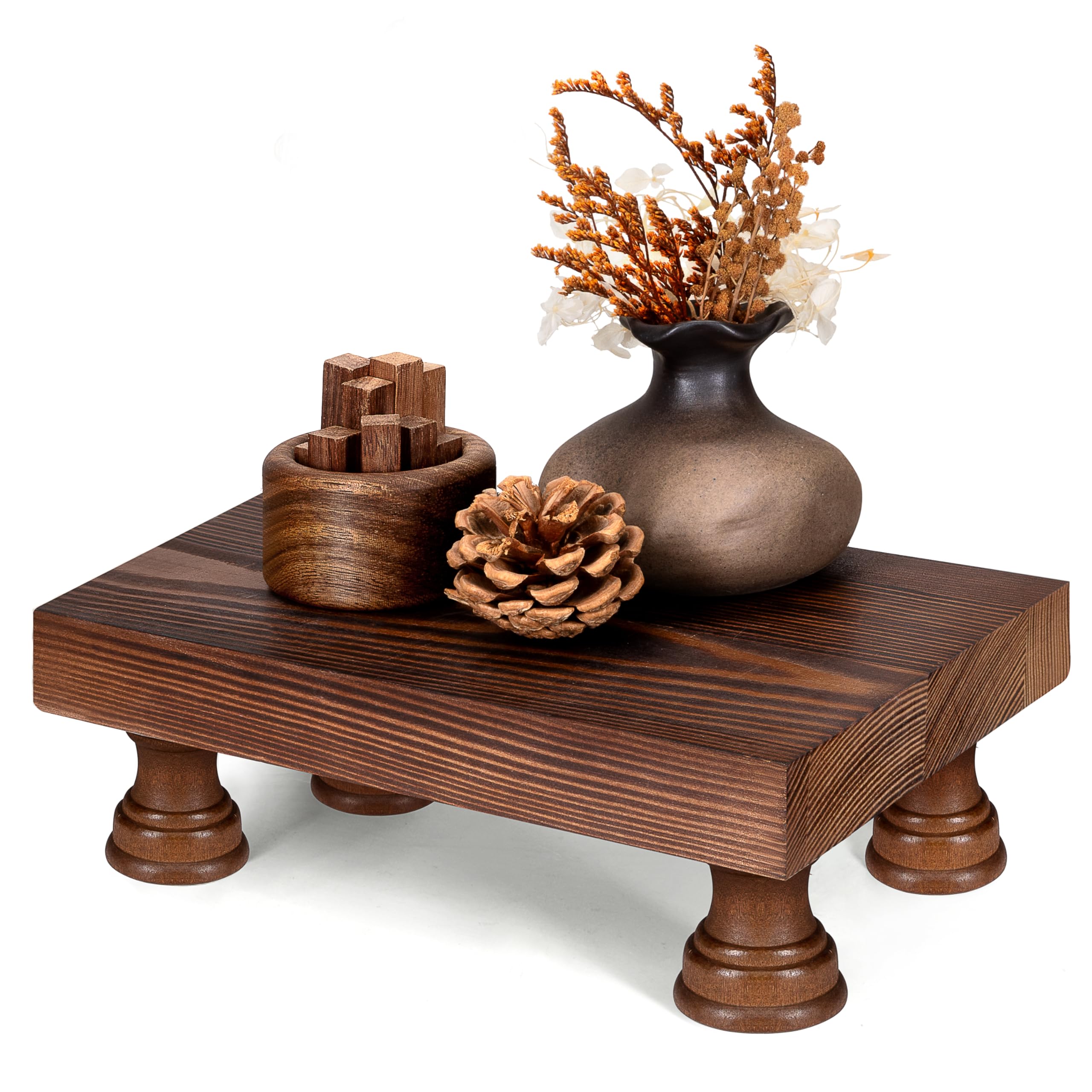 EOSAHR Wood Riser & Display Stand for Bathroom Counter, Brown