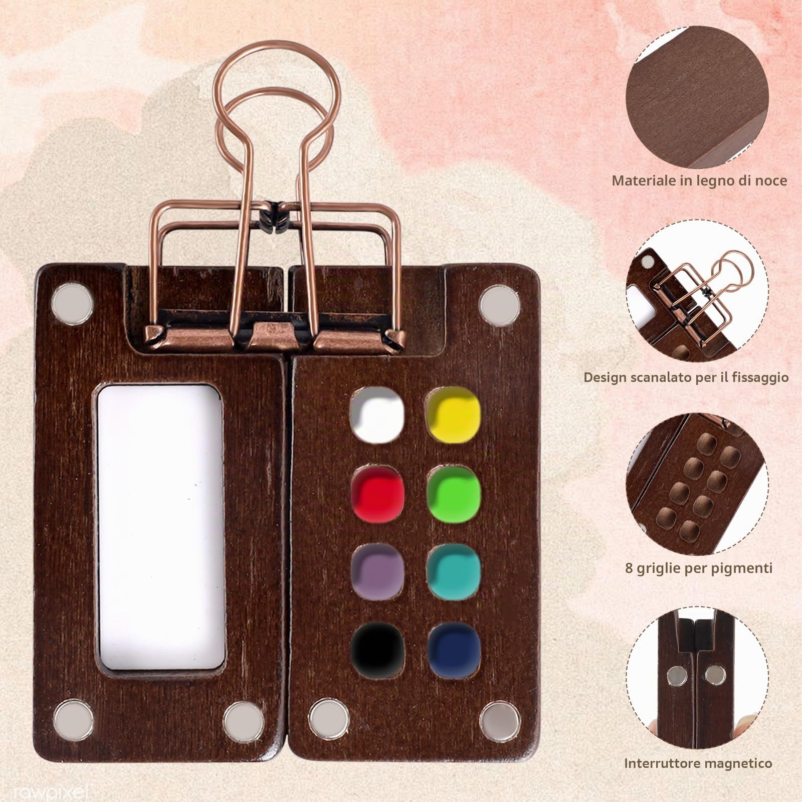 Mini Tavole Per Acquerelli: Tavolozza Portatile Da Disegno Tavolozza Per Acquerelli Da Viaggio - Set Da Viaggio Ad Acquerello Con 8 Scomparti, Quaderno Di Schizzi, Taccuino Dipinto
