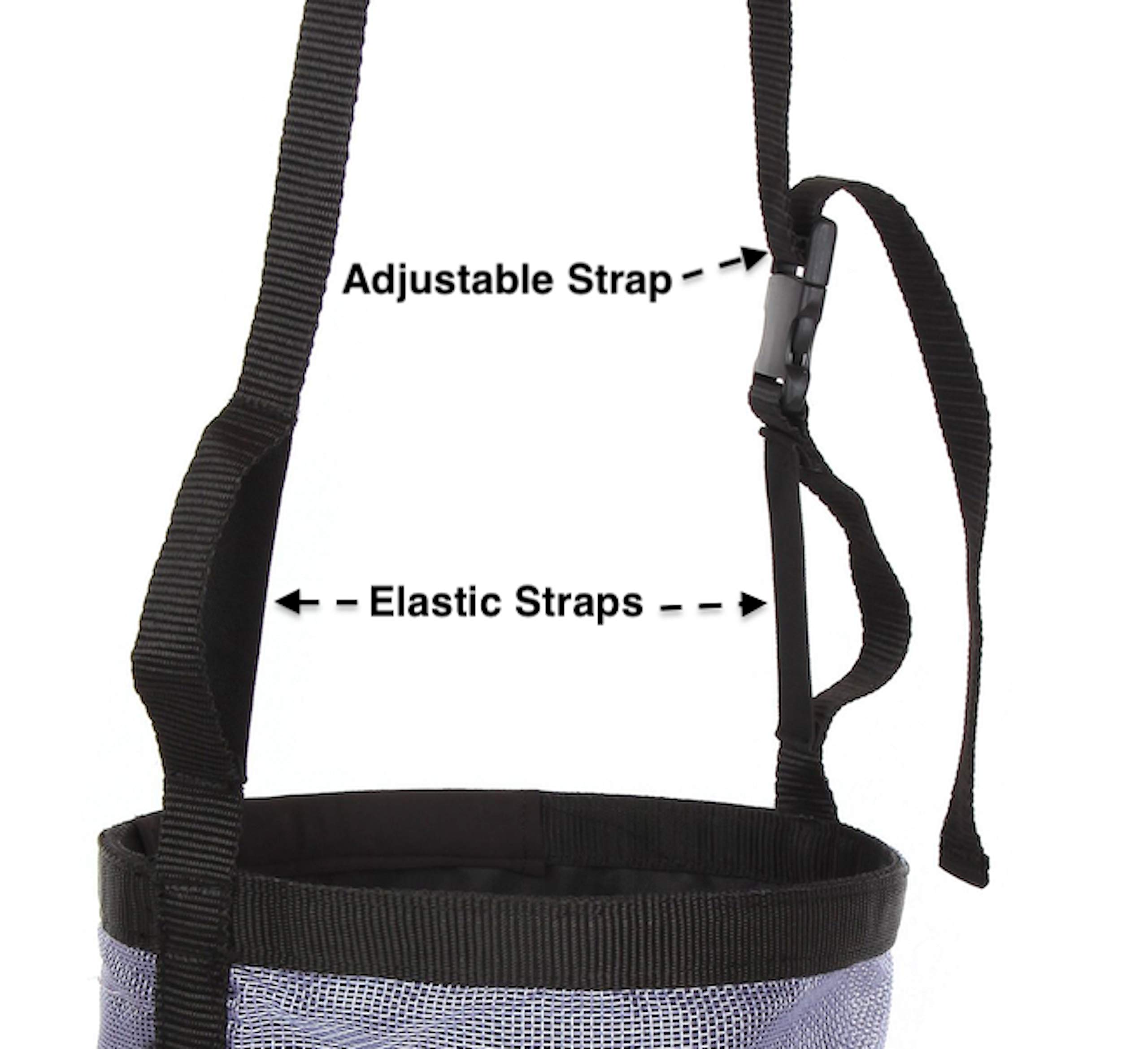 Majestic Ally Bolsa de alimentación para caballos, de malla de nailon resistente, almohadilla para el cuello y almohadilla para la nariz, grande (gris oscuro)