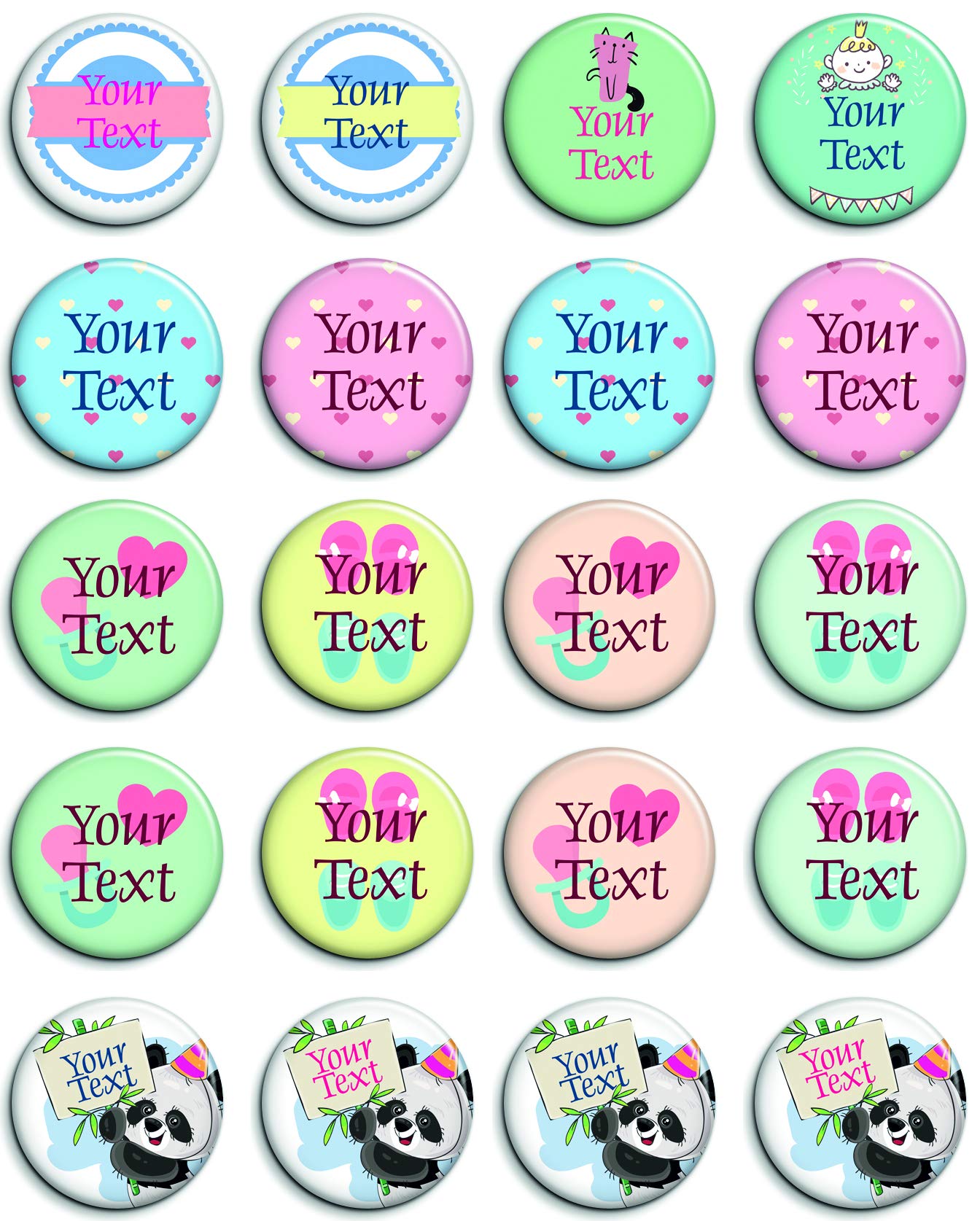 Customized Button/Pin/Dot Badge Personalized for Wedding/Marriage/Birthday/Baby Shower/Party Celebrations Bride/Groom/Relatives/Kids (Pack of 20) (BIG) (PinBDG 022)