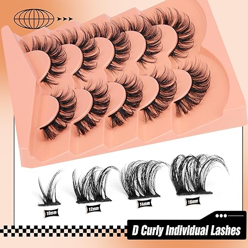Miniatura 3 de Kit de racimos de pestañas, extensiones de pestañas individuales con unión de pestañas y removedor de sellos, pestañas en racimo natural, kit de
