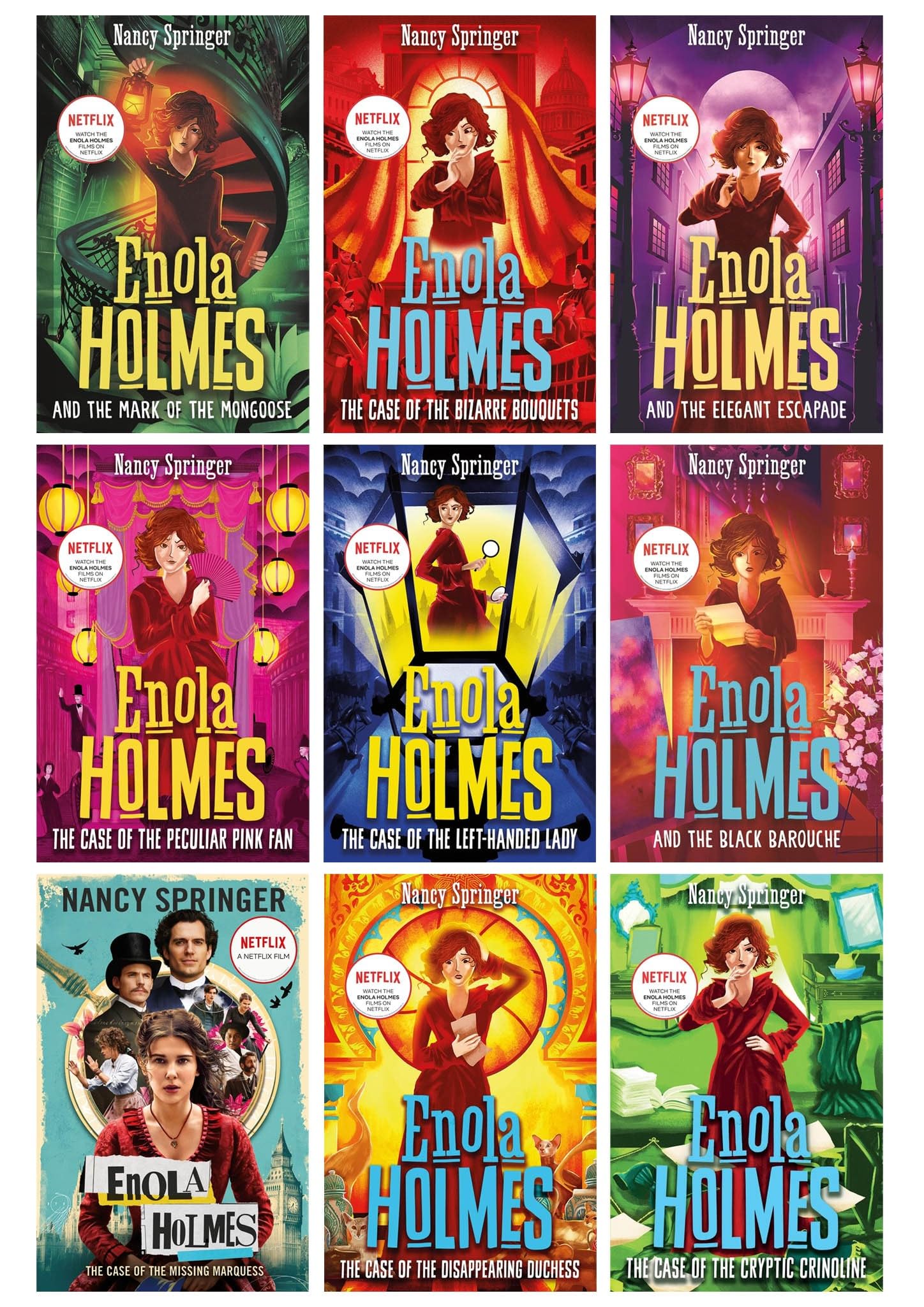 Enola Holmes 9 Books Collection Set (The Case of the Missing Marquess, The Case of the Left-Handed Lady, The Case of the Bizarre Bouquets, The Case of the Peculiar Pink Fan & 5 More) Paperback – January 1, 2023