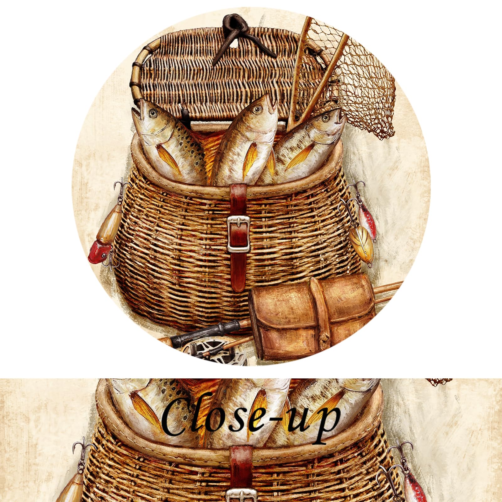KREATIVE ARTS Vintage 3 Piece Canvas Set, Rustic Fishing Décor with Rod, Reel & Lures Patent Prints