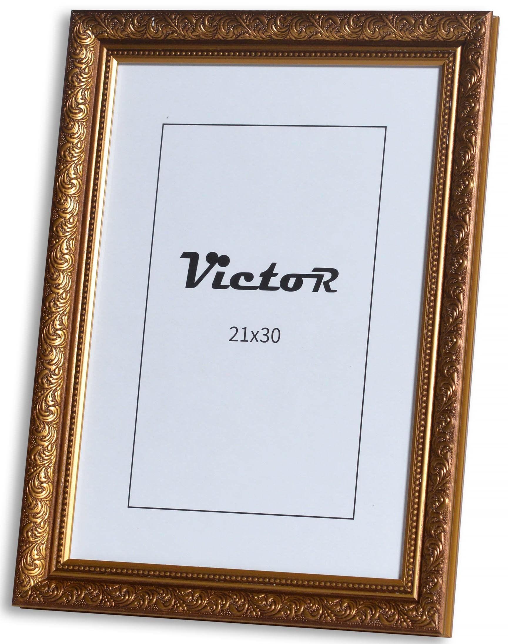 Victor Vintage Fotolijst Rubens Set Van 3 - in 21x30 cm (A4) Zwart Zilver - Staaf: 30x20mm - Echt Glas - Fotolijst Barok - Antiek - Fotolijst 20x30 Vintage - Fotolijst A4 Zwart