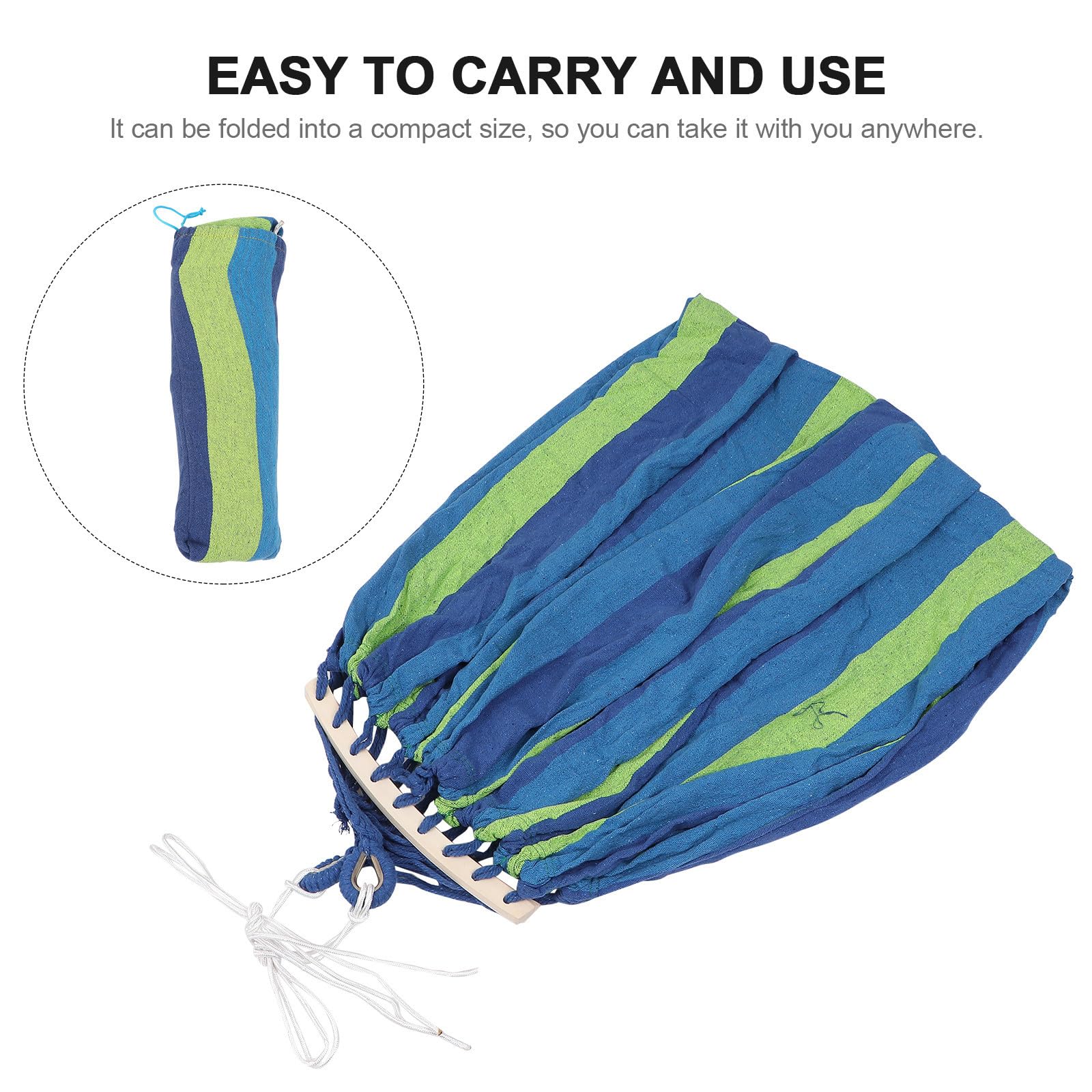 TOYANDONA Hamac de Camping en Toile Rayée Bleu Double Place avec Charge Maximale de 150kg, Pliable et Résistant pour Plage et Forêt