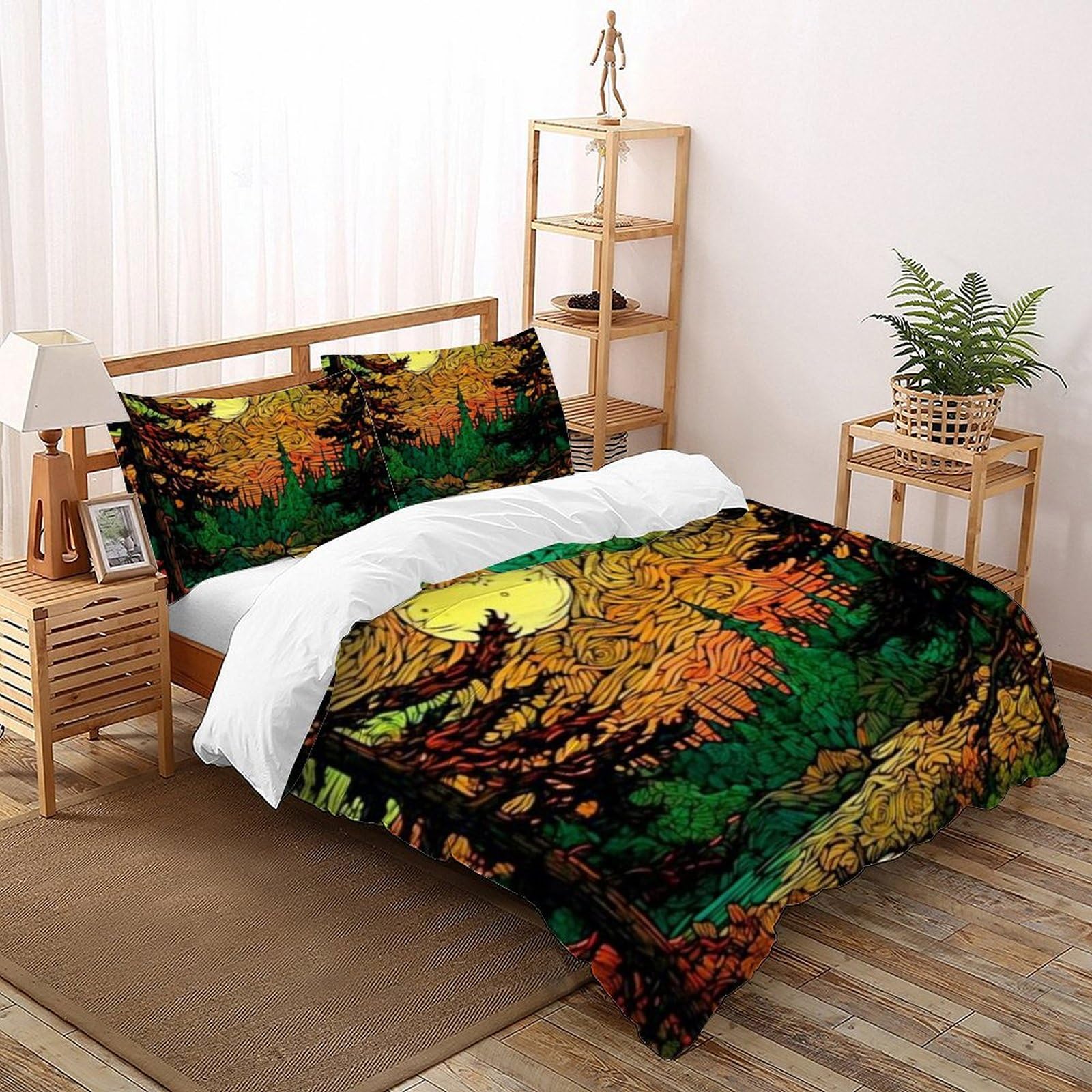 Housse de couette King imprimé 3D avec taies d'oreiller microfibre paysage