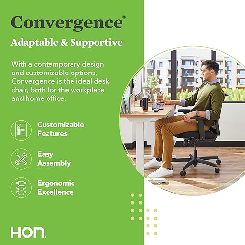 Miniatura 4 de The HON Company - Silla de trabajo Convergence, Synchro-Titl con tobogán de asiento, vinilo negro