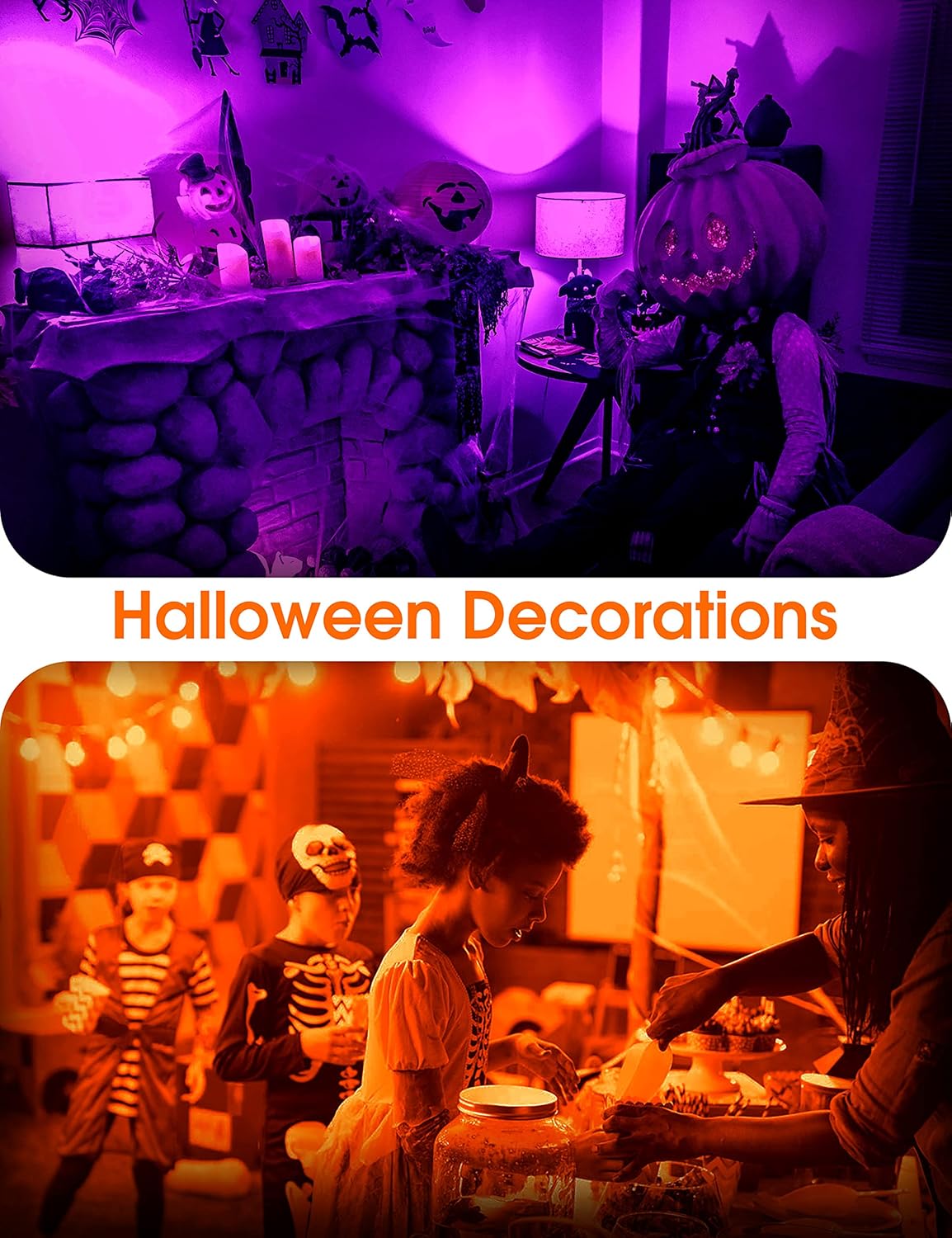 Orange Light Bulbs Purple Light Bulbs [4 Pack] - A19 LED Orange Bulbs Purple Bulbs Outdoor, E26 Base 9W Equivalent 60W for Halloween Party Porch Holiday Decor