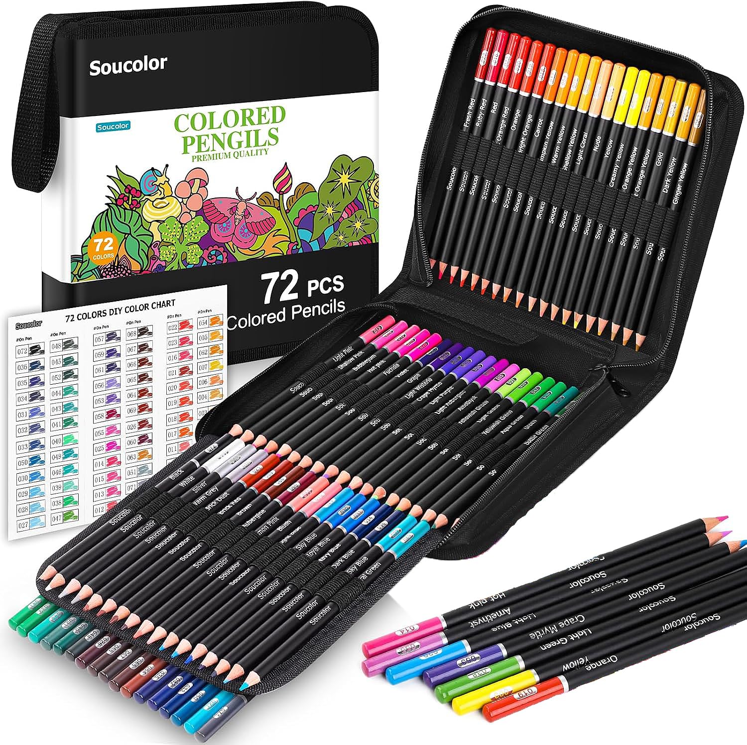 Amazon.com : Soucolor 72-Colors Colored Pencils Set,Soft Core for