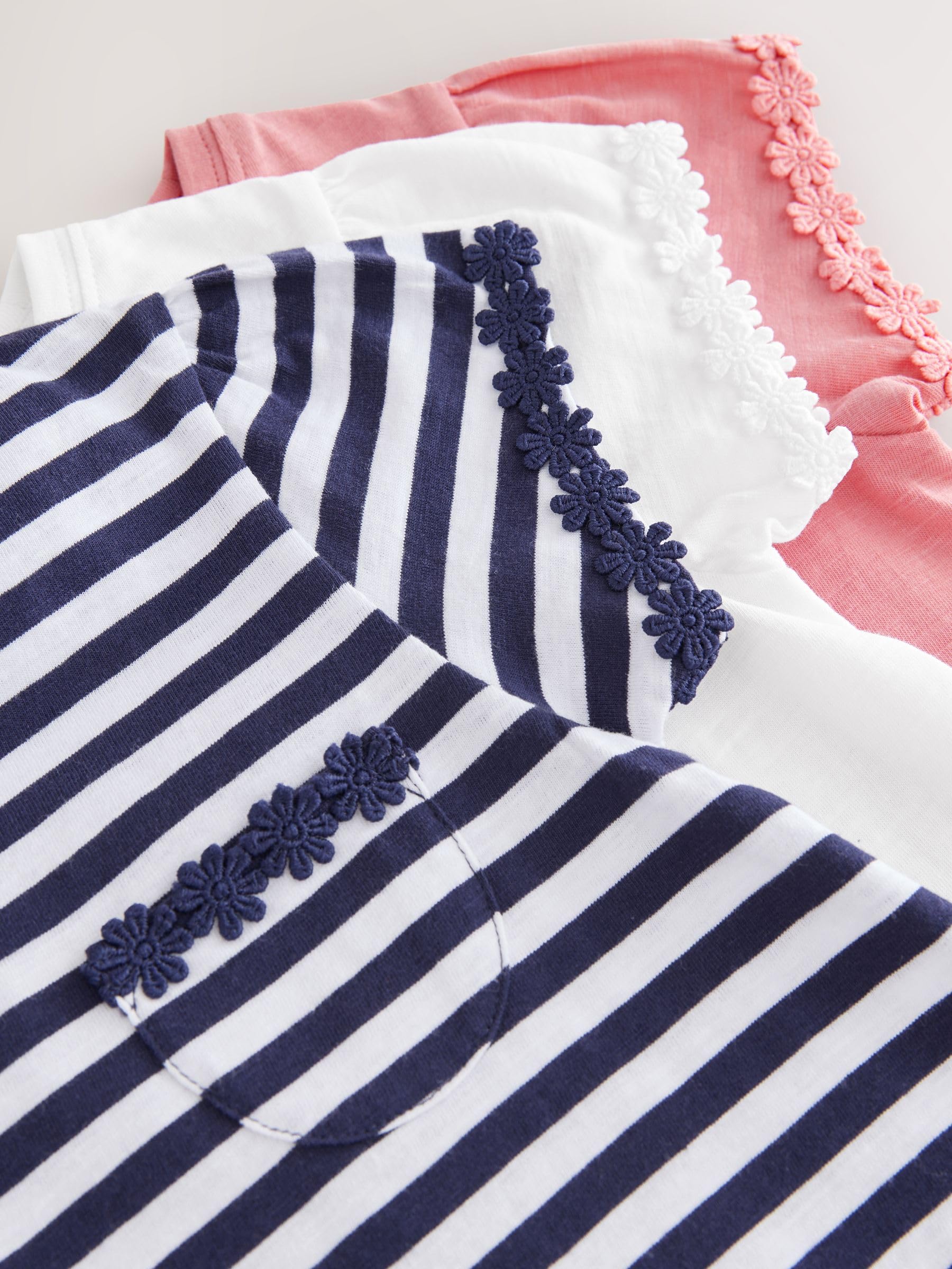 NEXT Niñas Pack de 3 Camisetas con Ribete de Margaritas