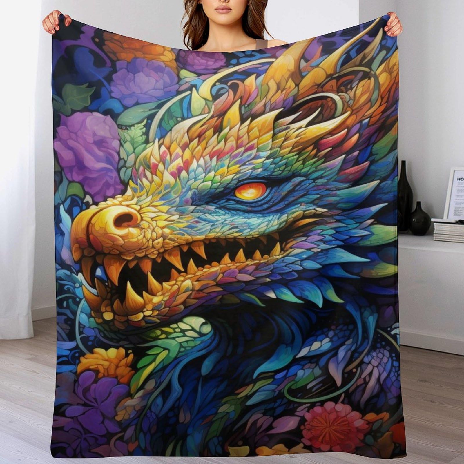 Plaid dragon en flanelle polaire moelleuse et chaude de qualité supérieure