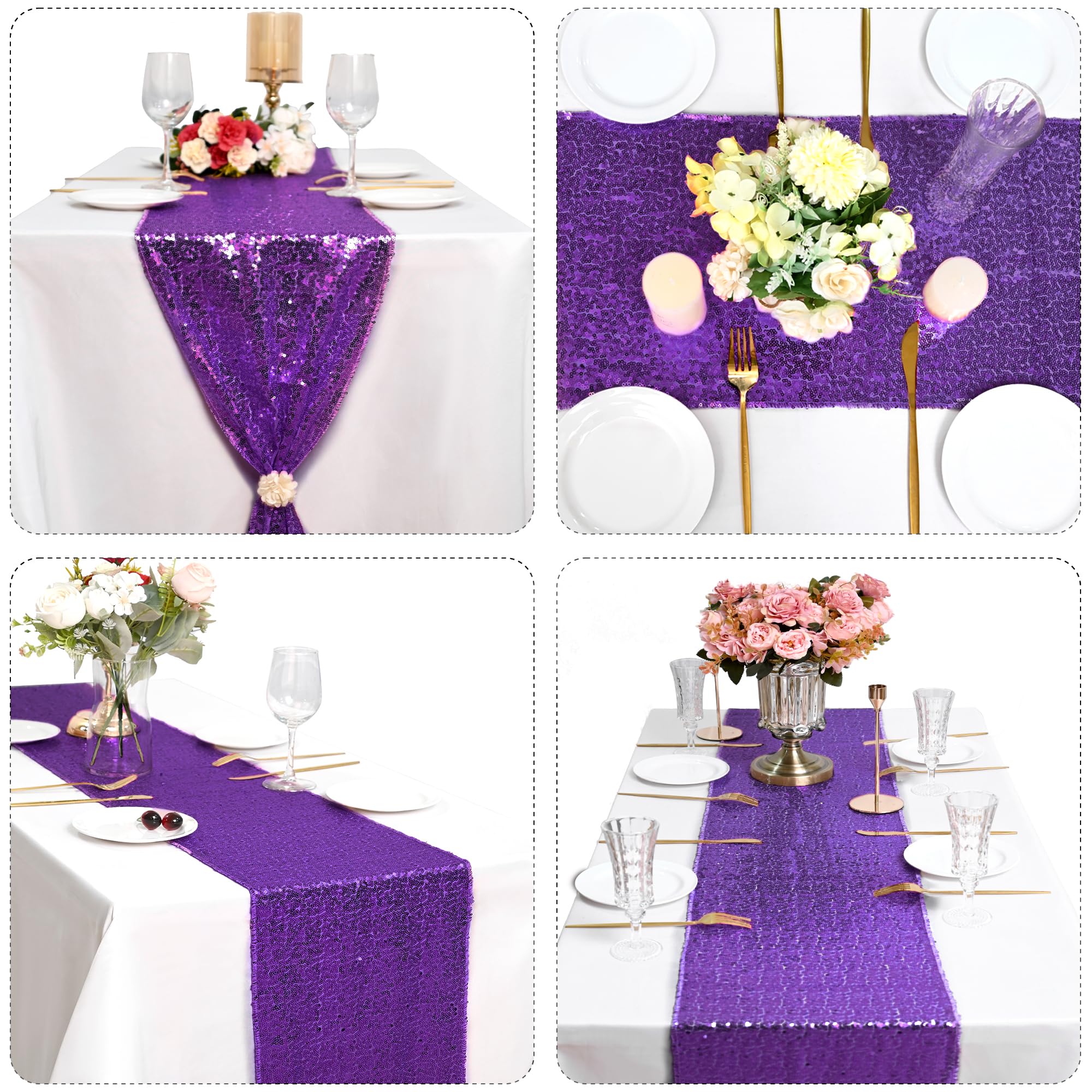Confezione da 15 runner da tavola con paillettes metallizzate scintillanti, runner da tavola per matrimoni, fidanzamenti, feste di compleanno, feste di fidanzamento, cene, baby shower, decorazioni