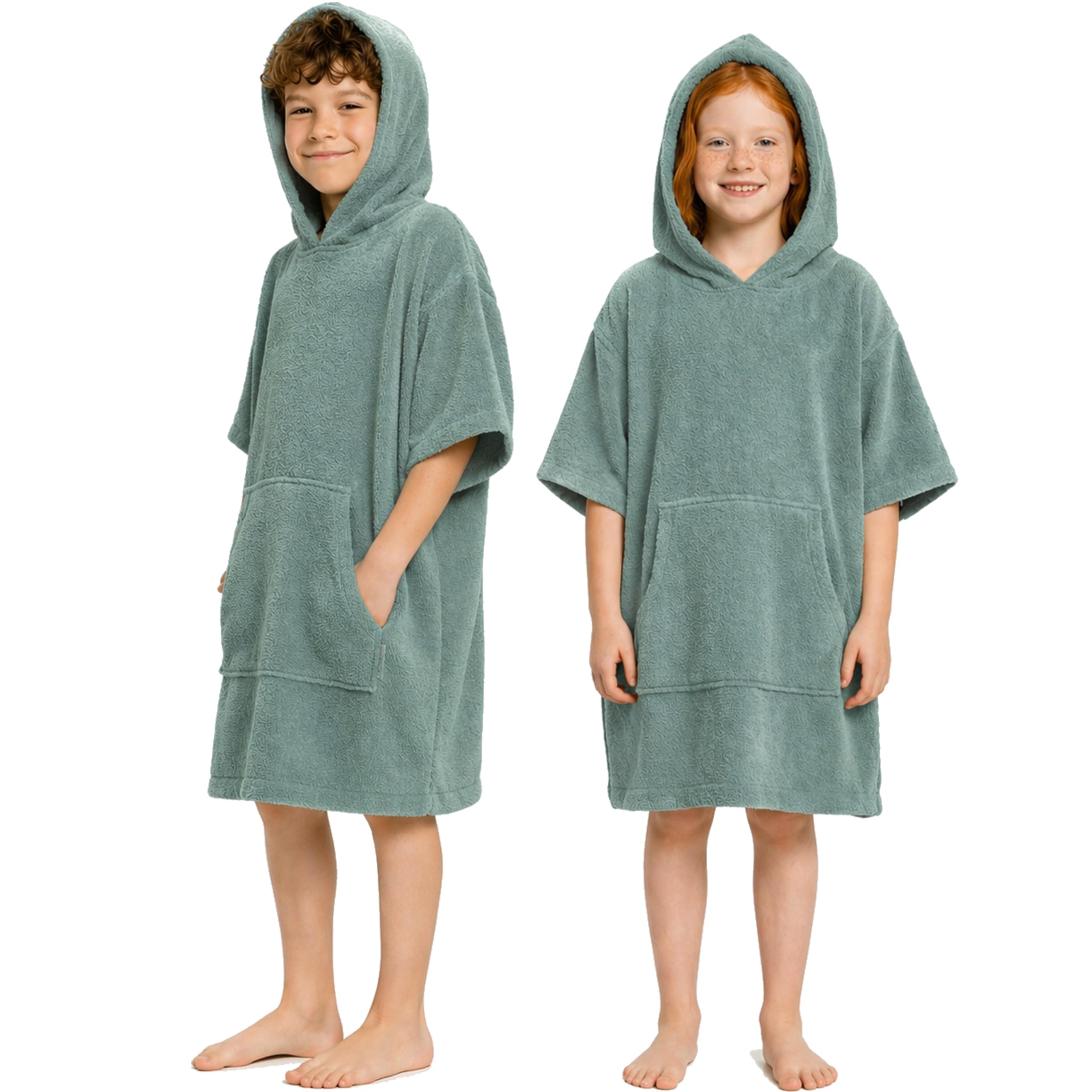 Frottee Badeponcho Kinder Jungen - Mädchen Surf Poncho 100% Baumwolle Strandponcho Handtuch mit Kapuze Surfponcho Bademantel