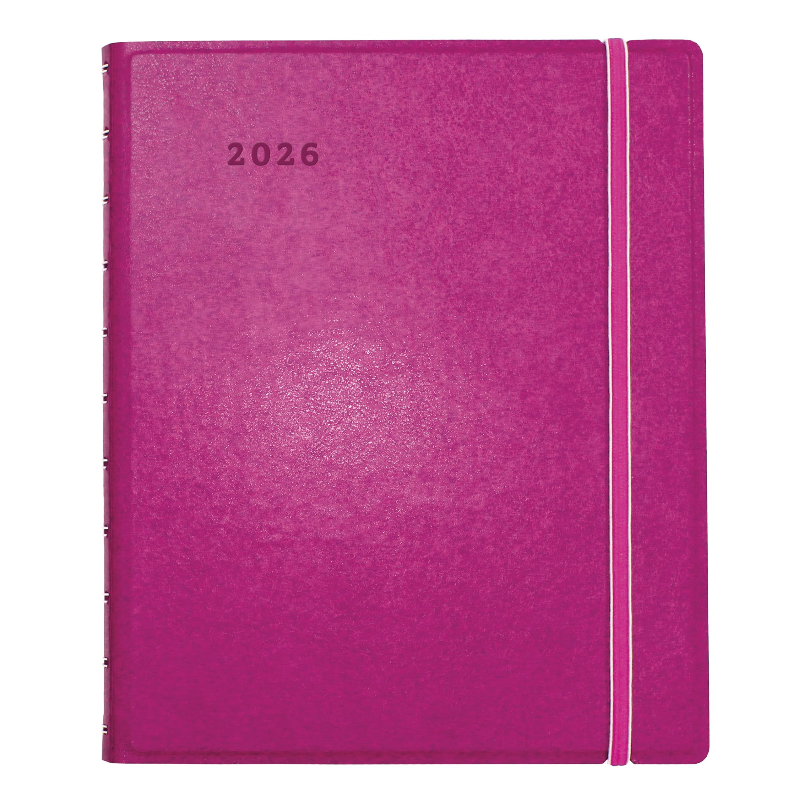 Filofax® Agenda mensual 2027, 17 meses, agosto de 2026 a diciembre de 2027, encuadernación de doble alambre, bilingüe, 27.6 x 21.6 cm, fucsia (C1811003)