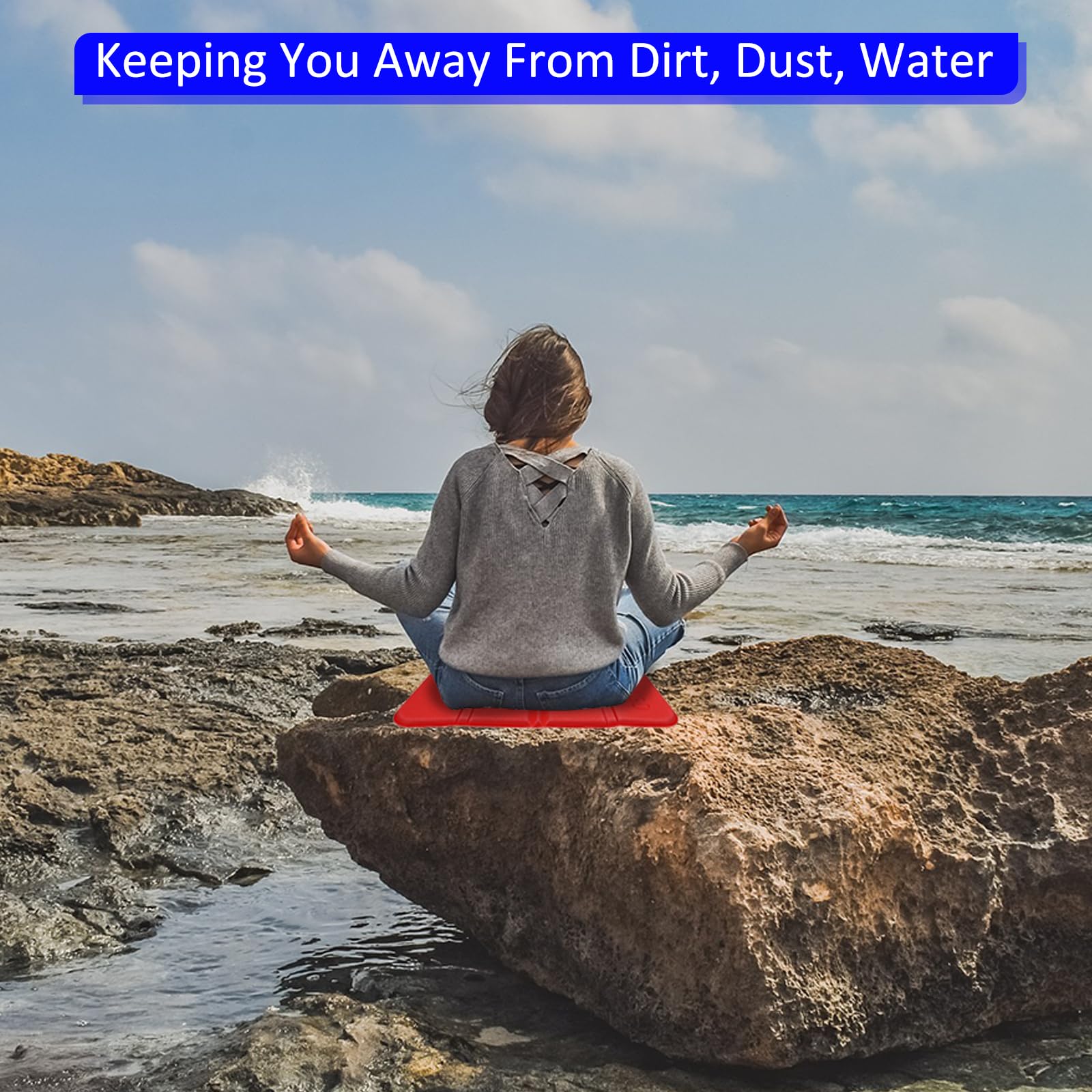 M METERXITY Camping Cushion Seat, Outdoor Sitting Pad Waterproof Foldable Sitting Mat Apply to Backpacking Picnics (15 x 11, Red, Purple, Blue, Green, Orange)