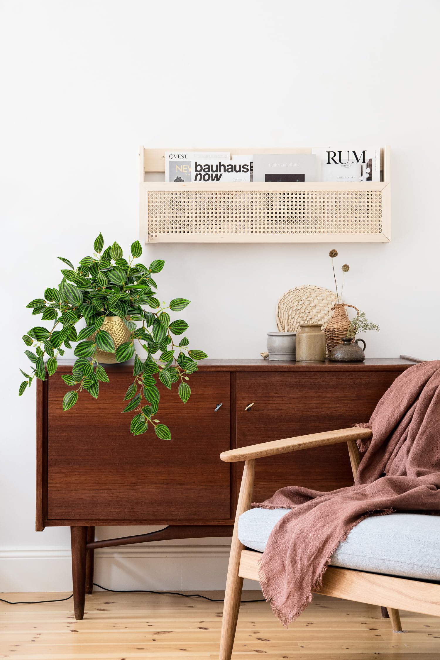 Plantes artificielles en pot en métal doré 41 cm