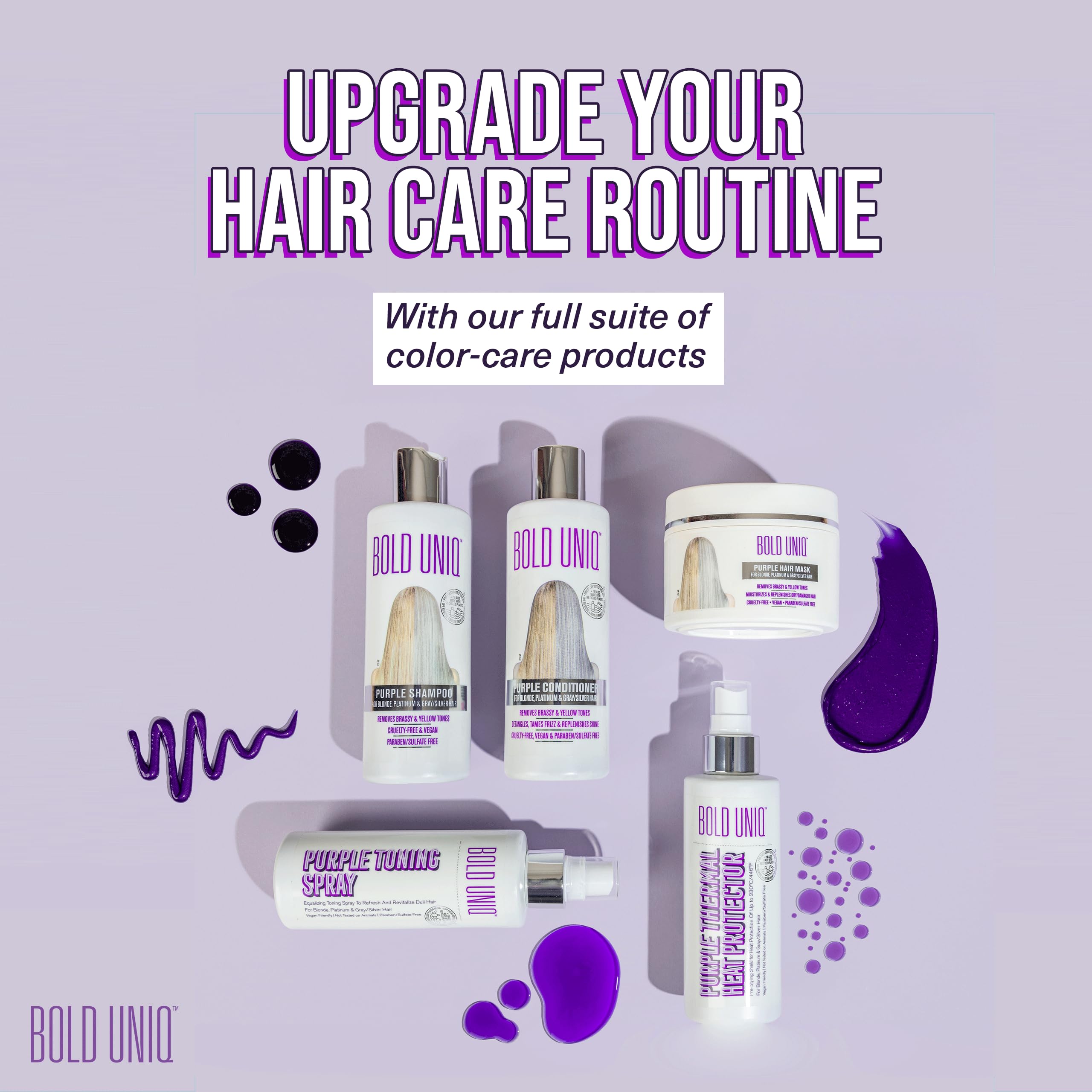 BOLD UNIQ Silber Haarmaske für silbernes und blondiertes Haar - Purple Hair Mask - intensive Haarpflege für trockenes, strapaziertes und geschädigtes Haar, 200 ml