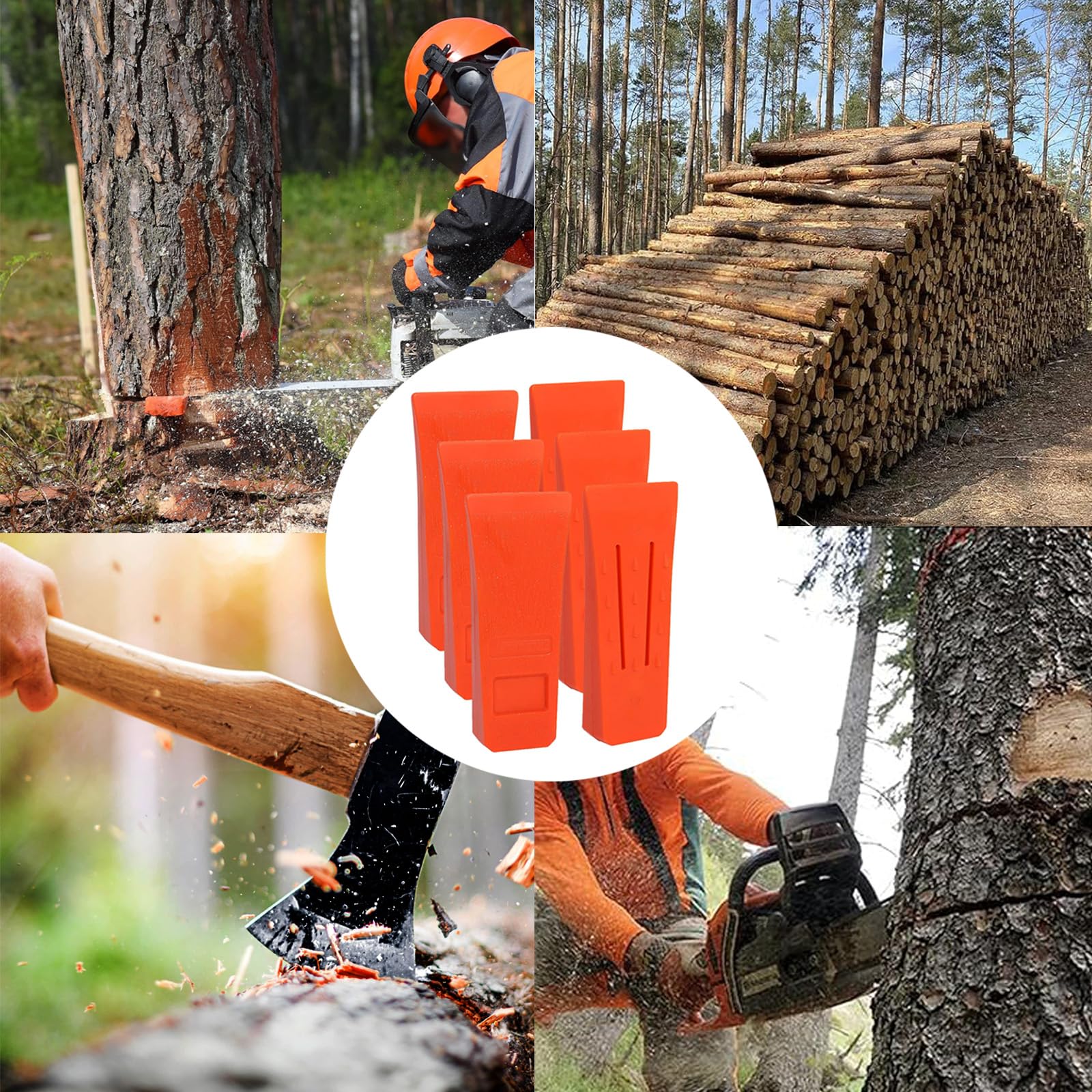 Cunei di Abbattimento per Motosega 6 Pezzi, ABS Cunei di Spacco per Legno con Sacchetto, Accessori Forestali (6 Pollici)