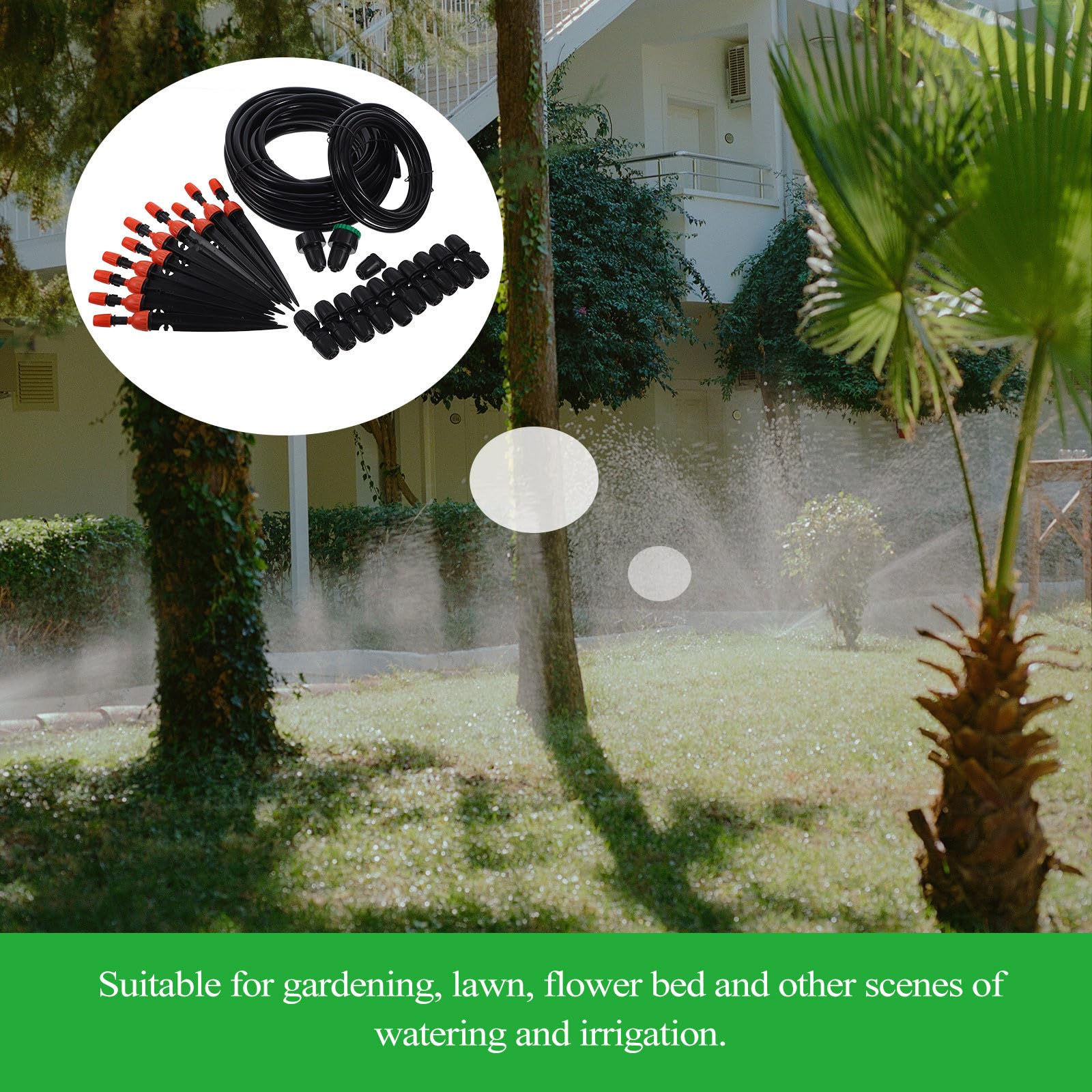 Kit di Irrigazione a Goccia Automatico per Fiori e Arbusti in Pvc Nero e Timer Programmabile per Giardino e Balcone Fai da Te