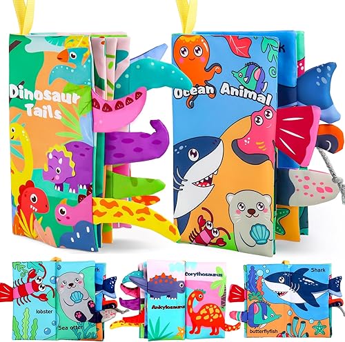 Libros para bebés de 0 a 6 meses, 2 libros suaves y arrugados para bebés de 6 a 12 meses, libros de tacto para bebés, asiento de automóvil,