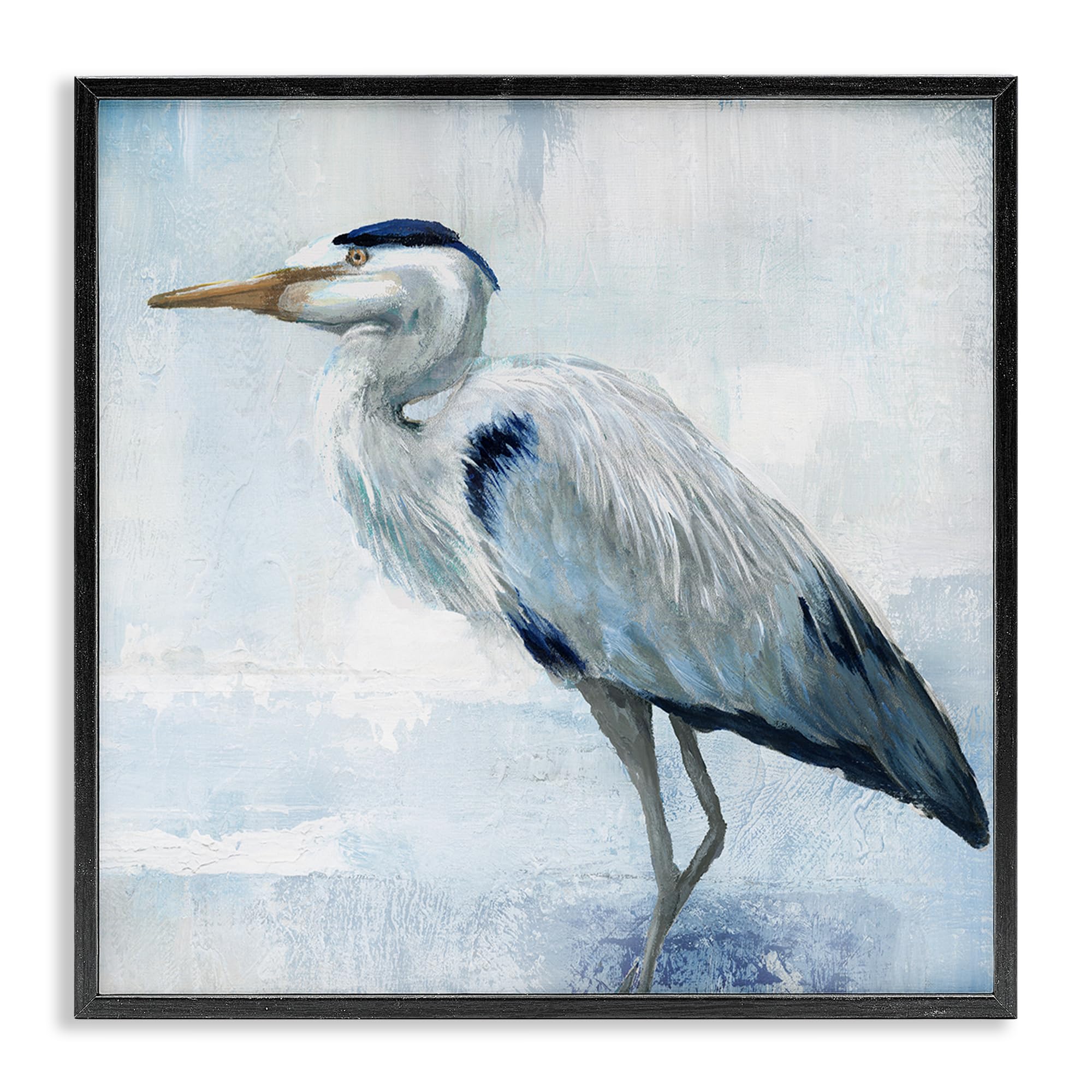 Stupell Industries Faded Blue Heron Serenity 'Faded Blue Heron', Framed Giclee Art, Black, 12 X 12 Inches, Easy To Hang And Sturdy, Made In Usa, By Nan