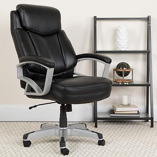 Miniatura 2 de Flash Furniture HERCULES Series Big & Tall - Silla de oficina ergonómica giratoria ejecutiva LeatherSoft de 500 libras con brazos negro, cuero,