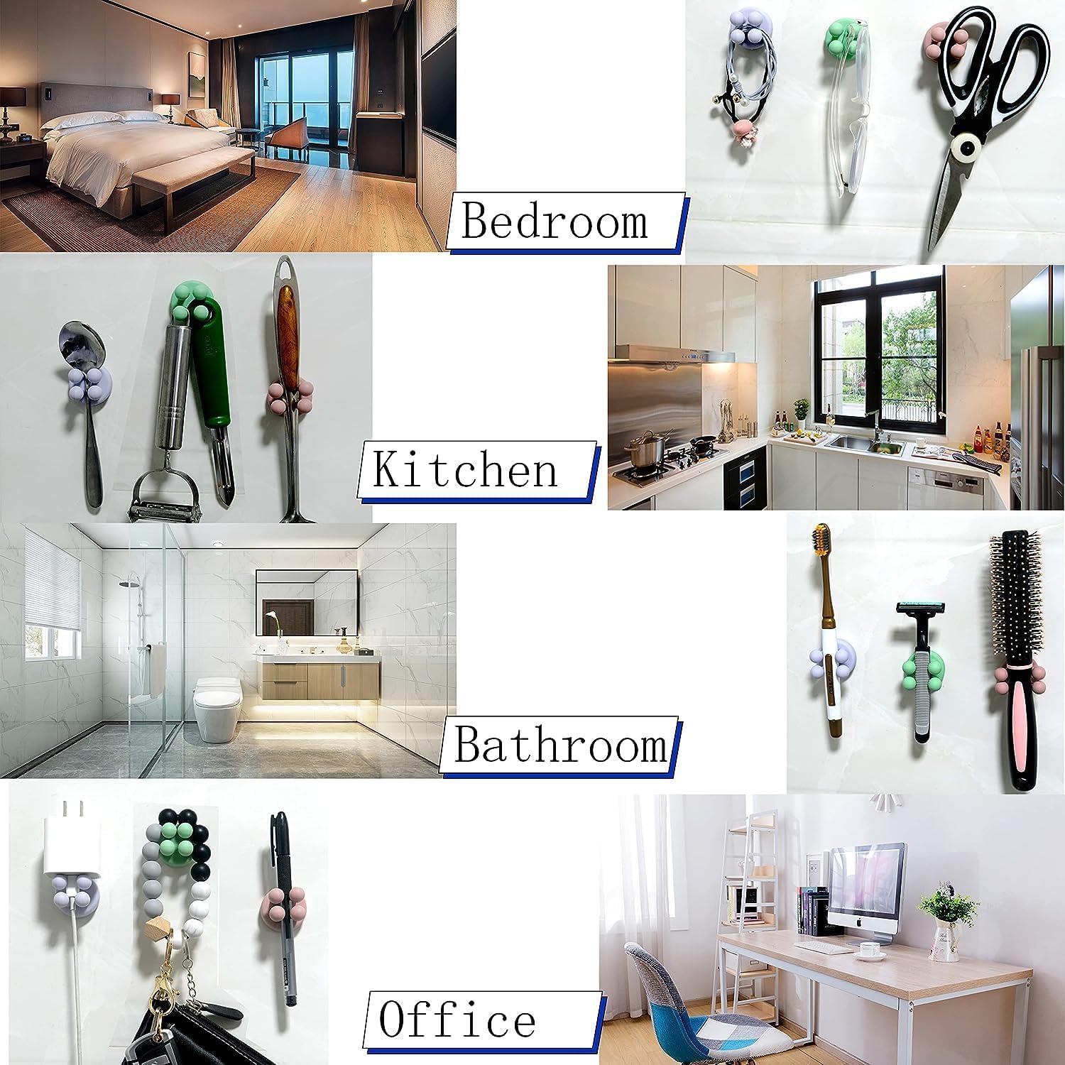 YEIPIS Toothbrush Holder for Bathroom, Silicon Wall Mounted Storage Organizer for Bathroom with Self Adhesive Stick Multipurpose Wall Shelves, Bathroom Accessories Home, Office (4pcs) 1