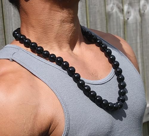 Vista 26 de Handmade Black Onyx Crystal Mens Necklace - Grounding Genuine Gemstone Beaded Mala Willpower, Protection, Prosperity Black Choker - Jewelry Gift