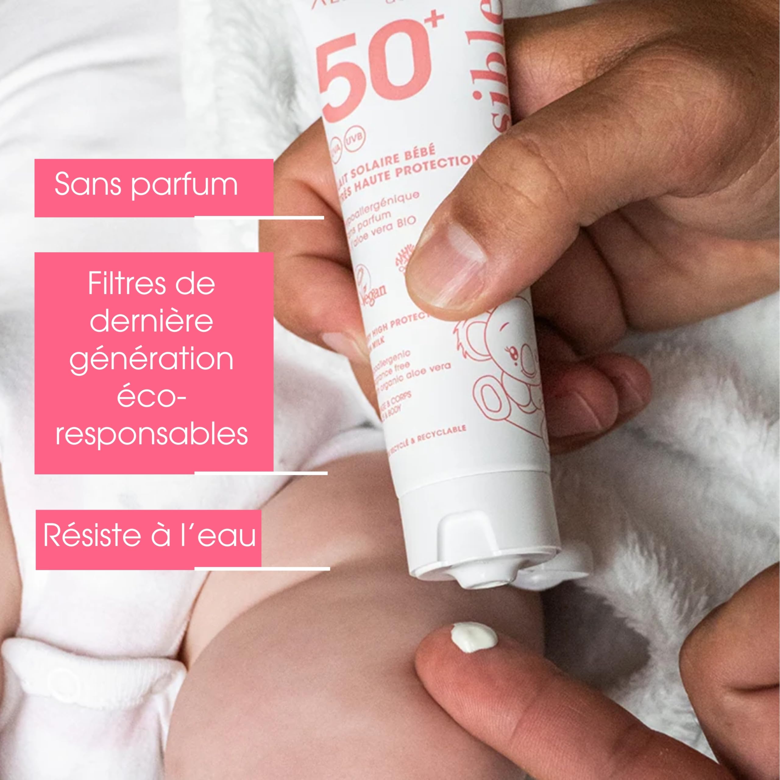 ALPHANOVA Lait Solaire Bébé SPF50+ DAILY SUN - Visage et corps - Hypoallergénique - peaux sensibles - sans parfum 50ml