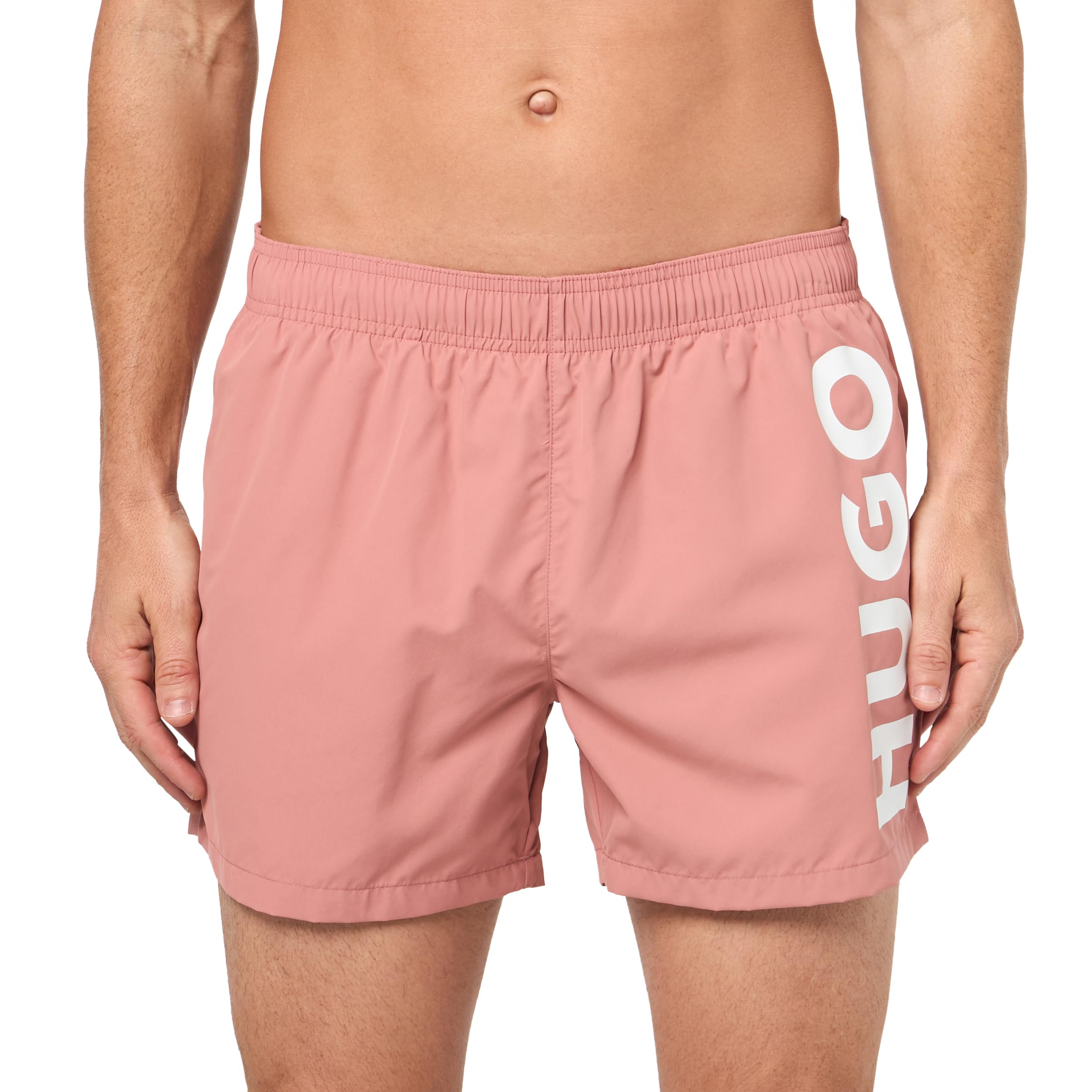 Hugo Men's Old Rose Vertical Logo Swim Trunks, Xl