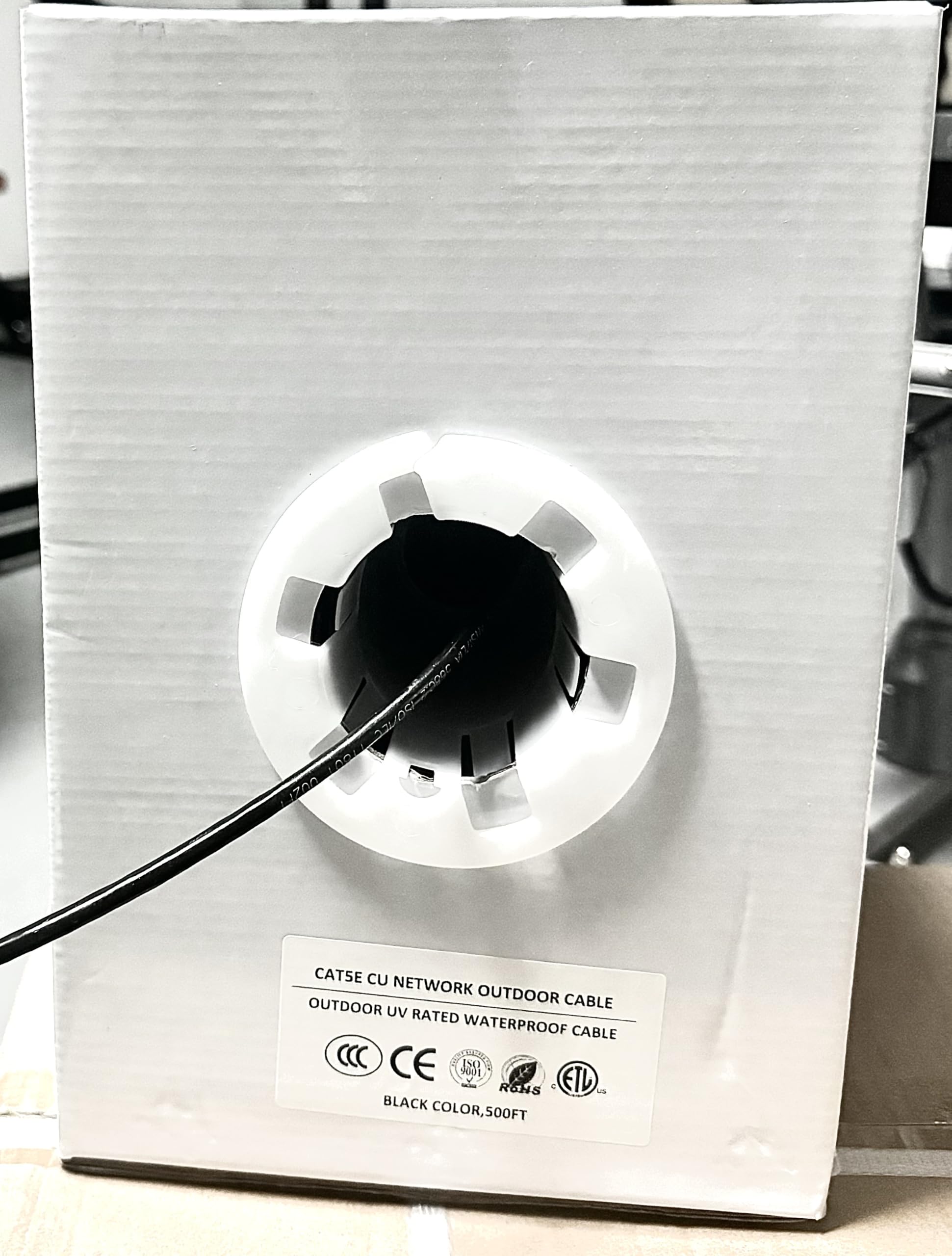 Outdoor Cat5e Bulk Ethernet Cable Black (500Ft)