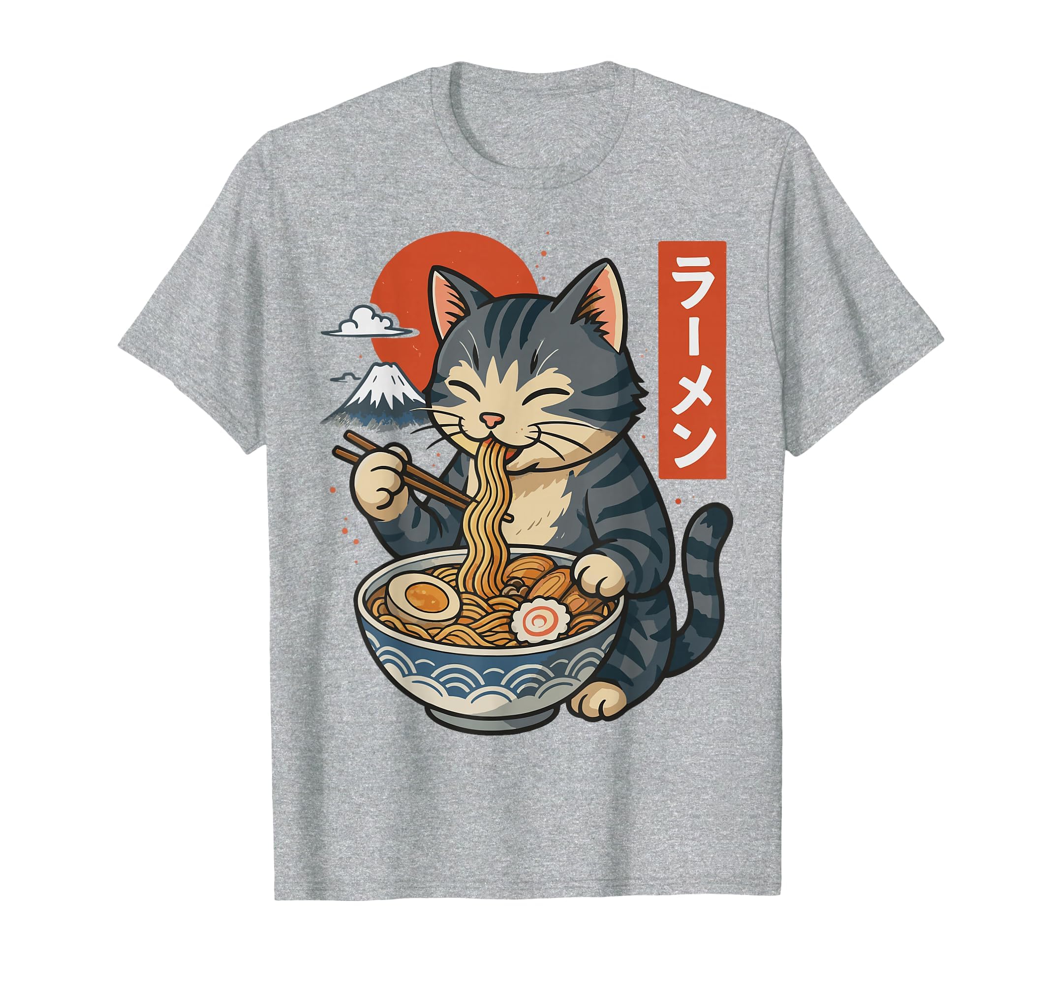 Anime Cat Eating Ramen Retro Kawaii Ramen Cat T-Shirt