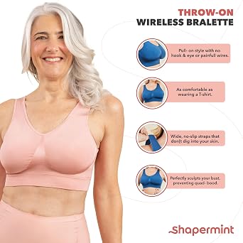 SHAPERMINT Enhanced Smoothing Wireless Bralette for Women with Removable Cups