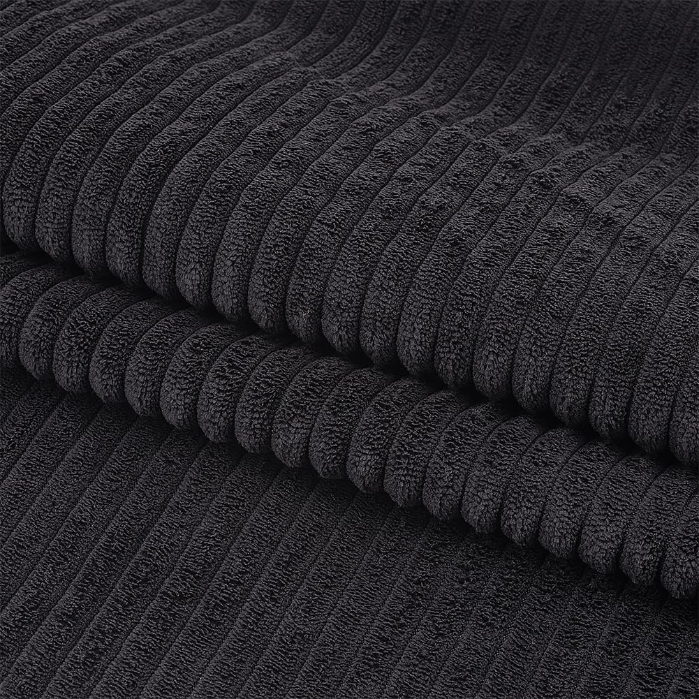 BENECREAT 1 Yard Brocade Polyester Fabric, 150cm Upholstery Fabric Wide Wale Material Sewing Fabric for Apparel, Furniture and DIY Projects, Black