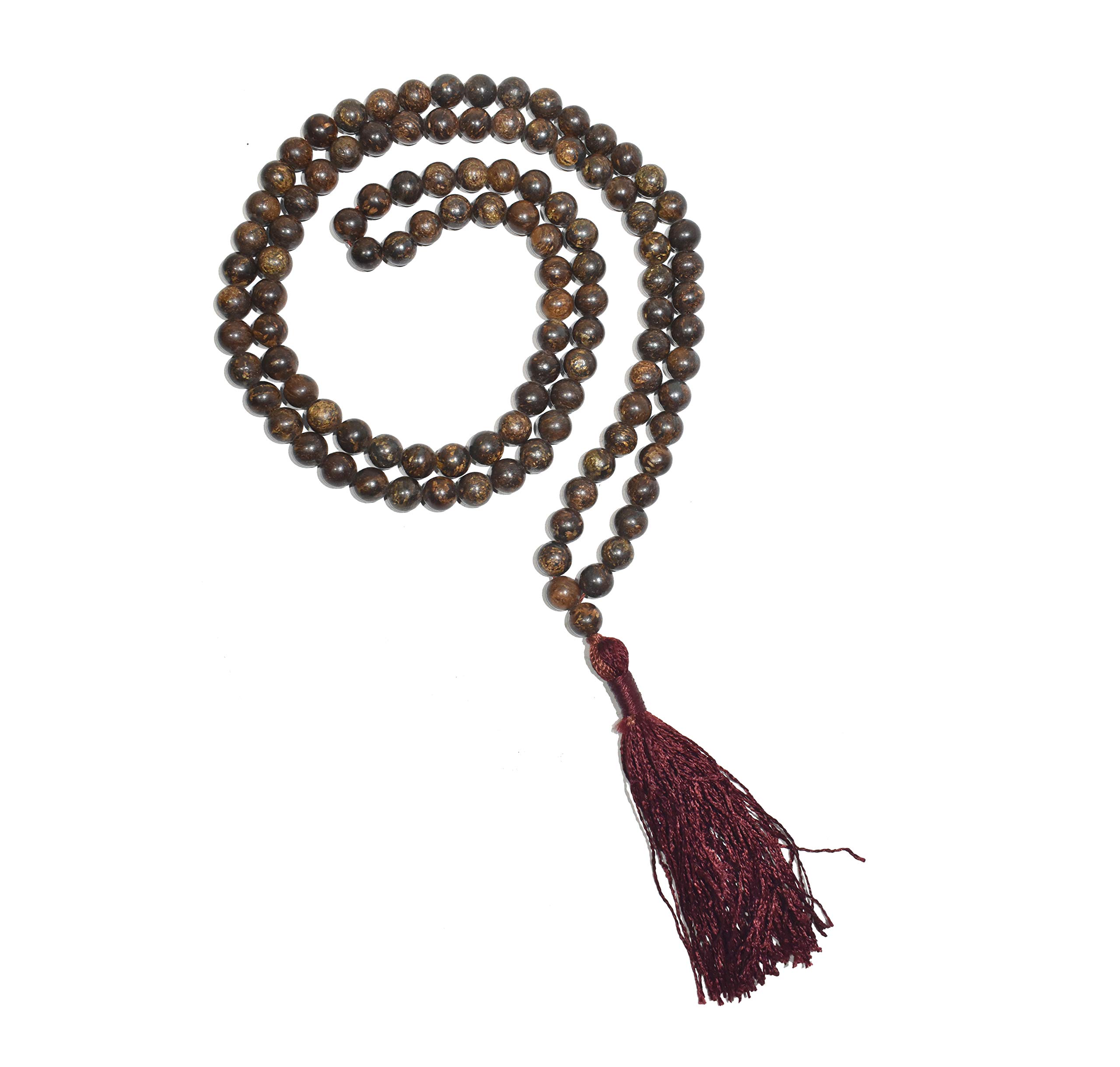 Pyramid Tatva Mala - 34 inch String 108 Beads Size - 8 mm Natural Healing crystal Stone (Bronzite)