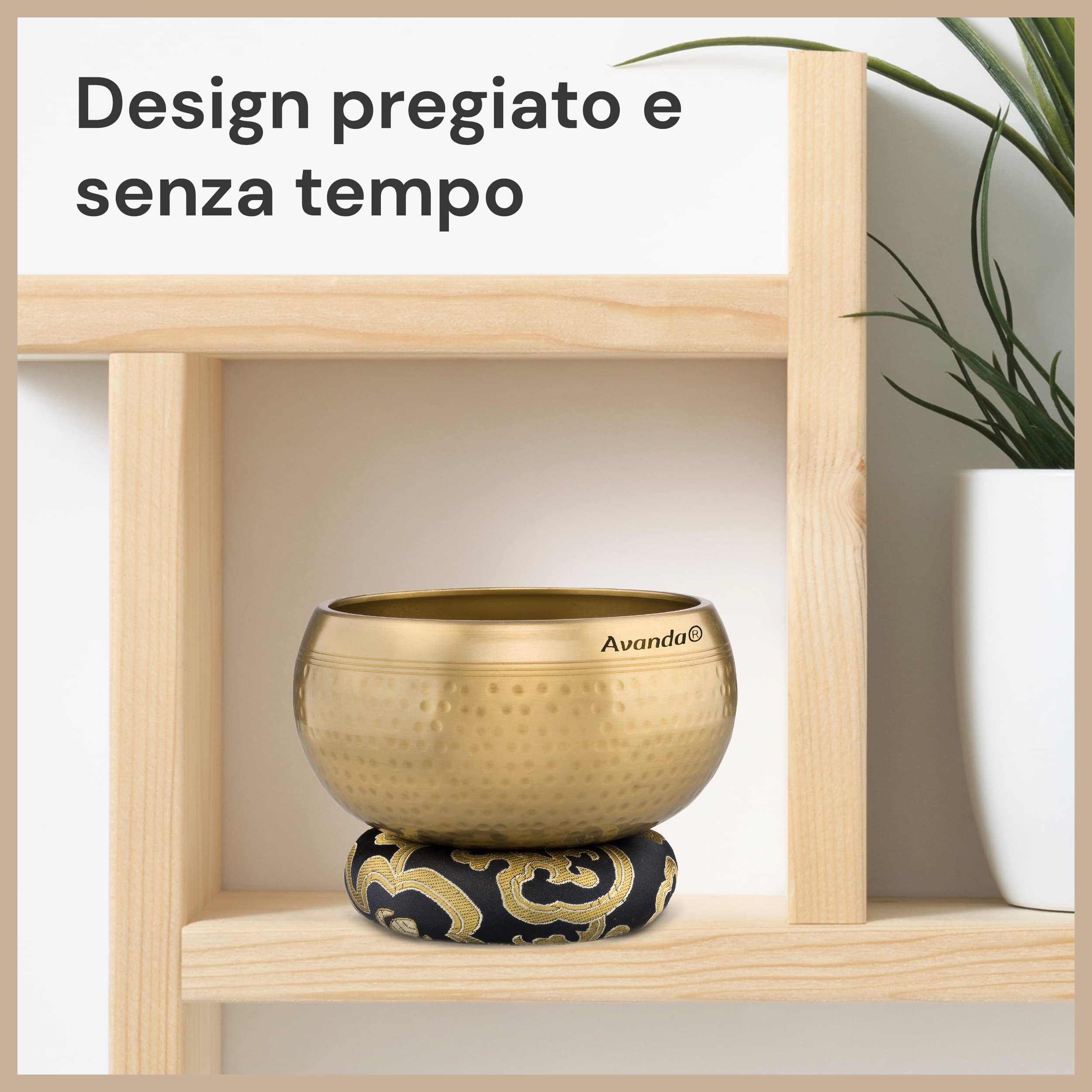 Set Campane Tibetane per Yoga, Meditazione e Relax - Campana Tibetana Martellata Ø 13,5 cm, Doppio Battitore con Feltro e Pelle, Cuscino per Anelli, Borsa e Istruzioni