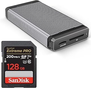 SanDisk 128GB Extreme PRO SDXC UHS-I Memory Card - Up to 200MB/s with SanDisk Professional PRO-Reader SD and microSD - High Performance Card Reader