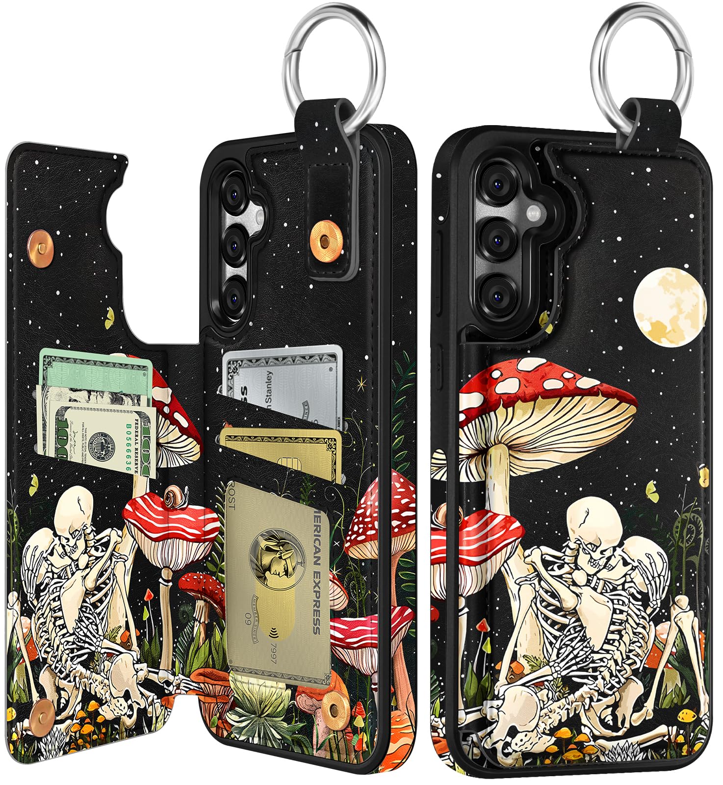 Shorogyt for Samsung Galaxy S25 Plus Wallet Case - Cute Fashion Mogu Skull Design with Card Holder Kickstand for Magnetic Clasp Back Flip Folio