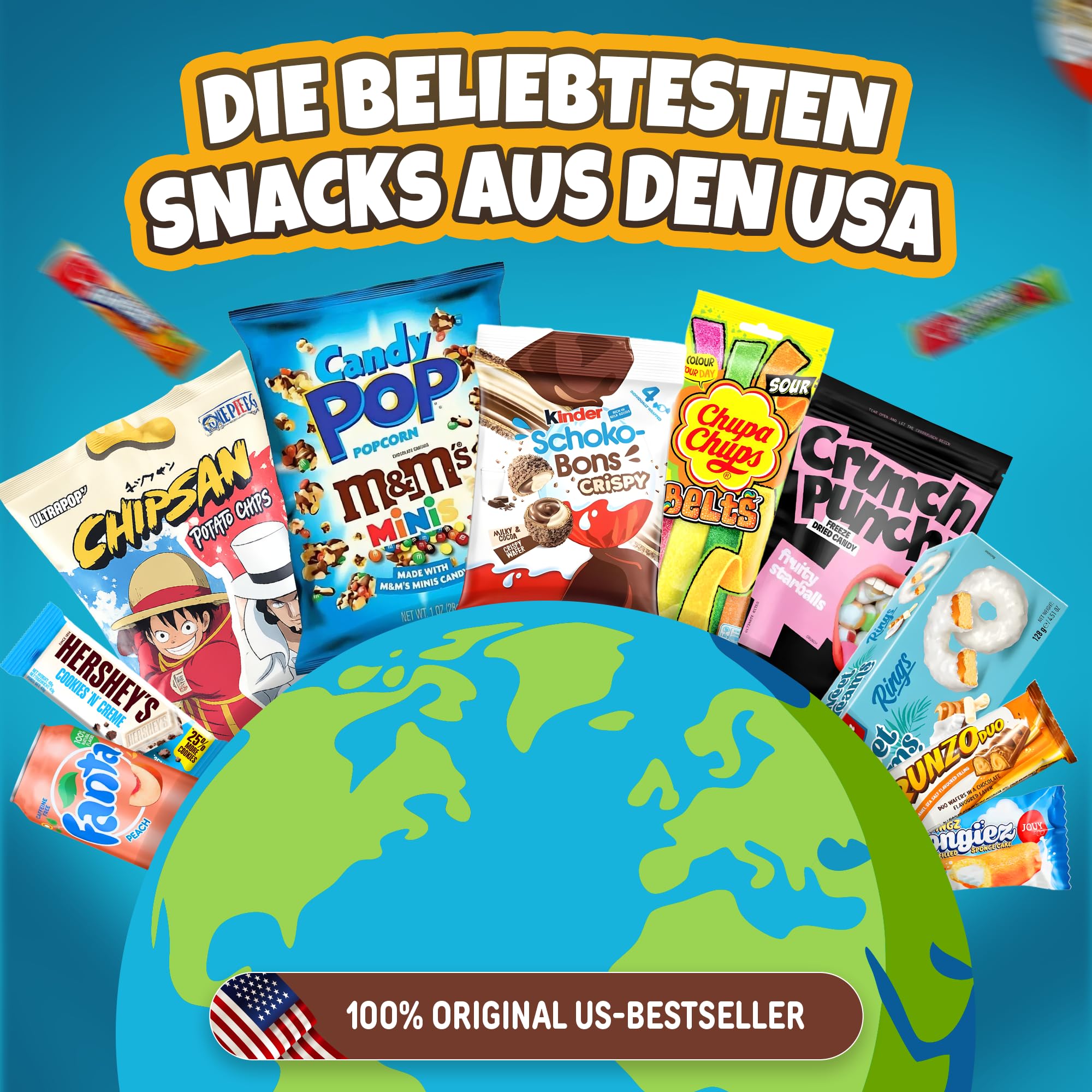 Süßigkeiten aus aller Welt Box mit Amerikanische Süßigkeiten & mehr - Geschenk für Männer, Frauen & Kinder - USA Süssigkeiten Candy Box - Geschenkidee