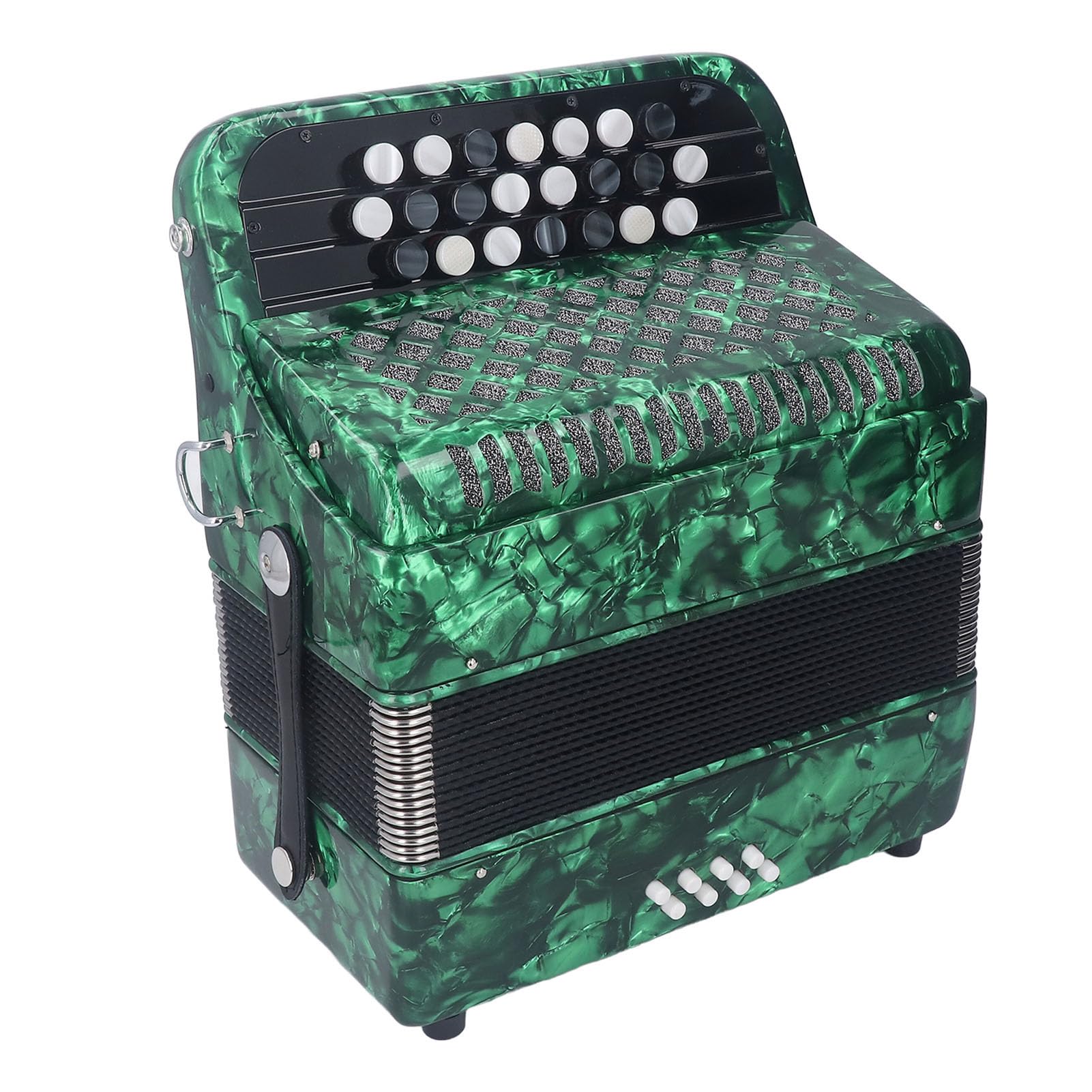 Sorandy Fisarmonica a 22 Tasti 8 Bassi, Strumento Musicale Professionale a Fisarmonica con Bottoni Sensibili Allo Scivolamento con Tracolla per Spettacoli Professionali Ed Esami (GREEN)
