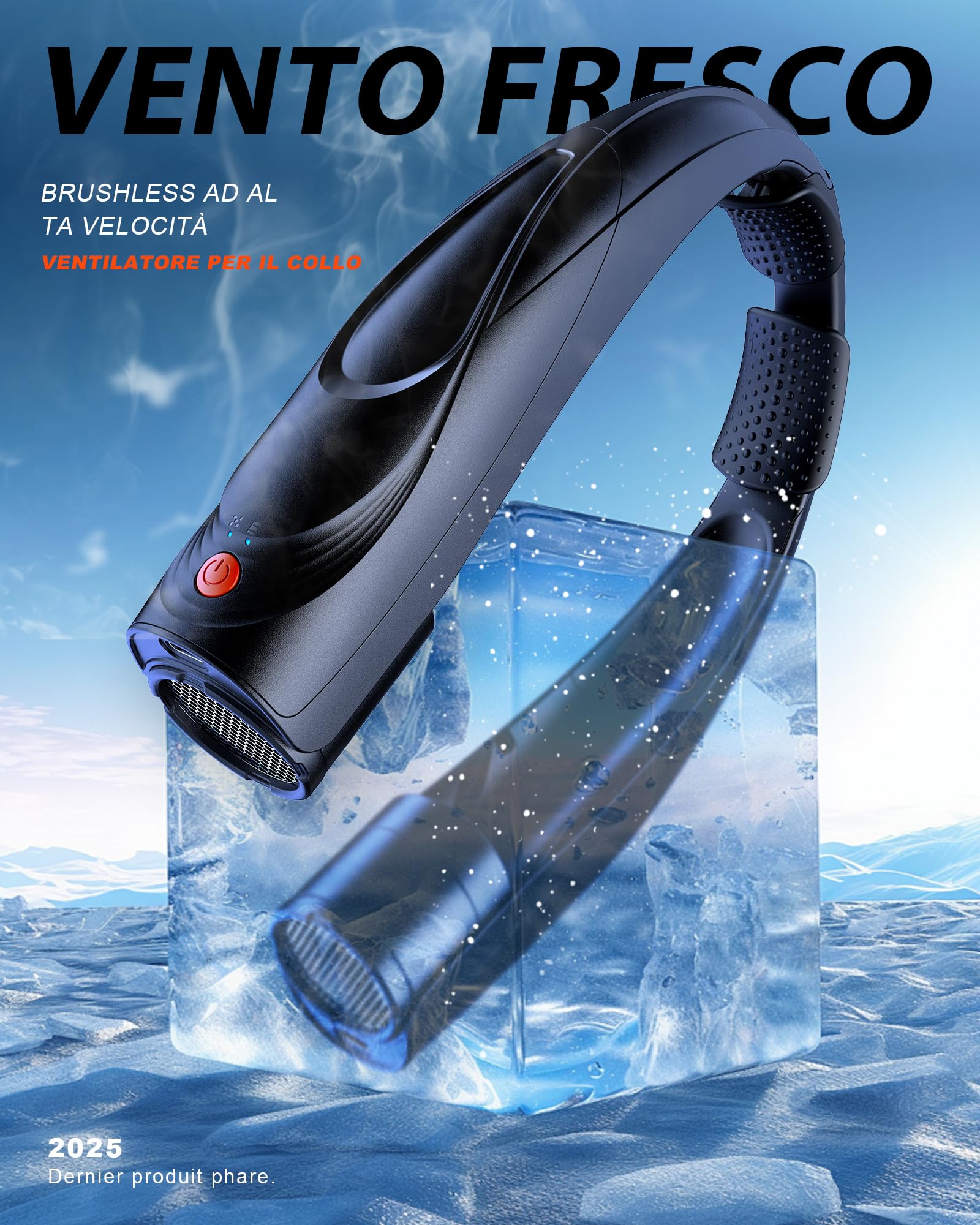 Tomatofrydan Ventilatore da collo portatile, 6000 mAh, 6 velocità, ventilatore a collo portatile, con flusso d'aria a 360°, mani libere, ventilatore USB personale (nero)