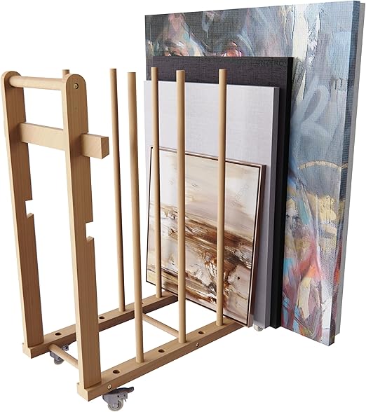 Art Storage Rack, Art Canvas Storage, Art Drying Rack, Canvas Boards Rack Art Storage with Handle & Caster Wheels for Drawing Board, Panel, Paper Pad for Art Studios, Artworks, Gallery